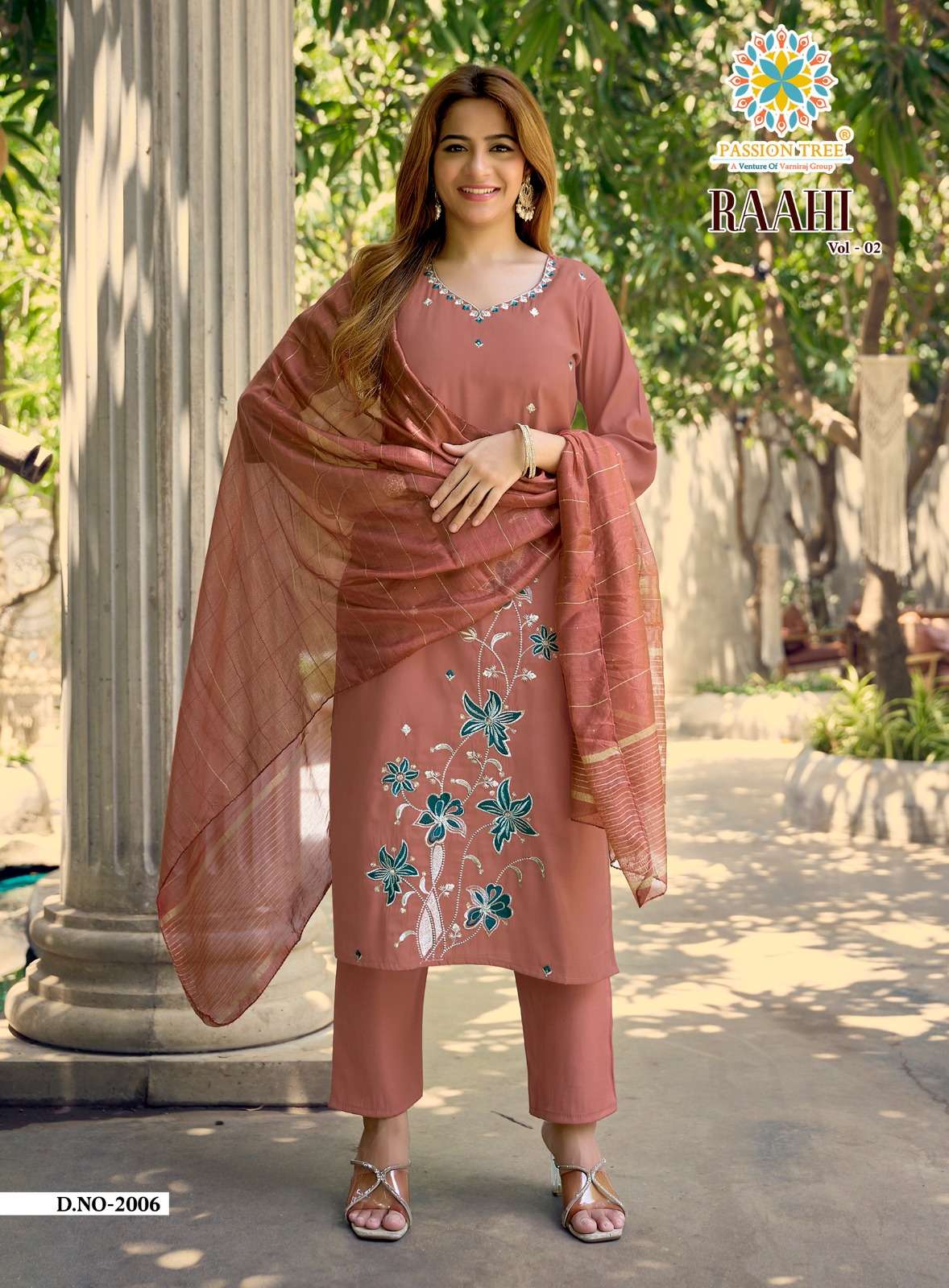 PASSION TREE RAAHI VOL 2 SILK DESIGNER STRAIGHT KURTI WITH PANT & DUPATTA SET
