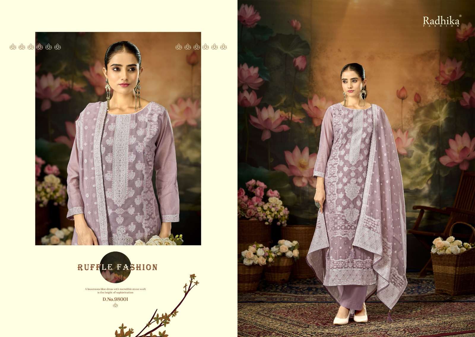 RADHIKA FASHION AZARA BANARASHI ADAH VOL 12 COTTON JACQUARD DESIGNER WORK SUIT