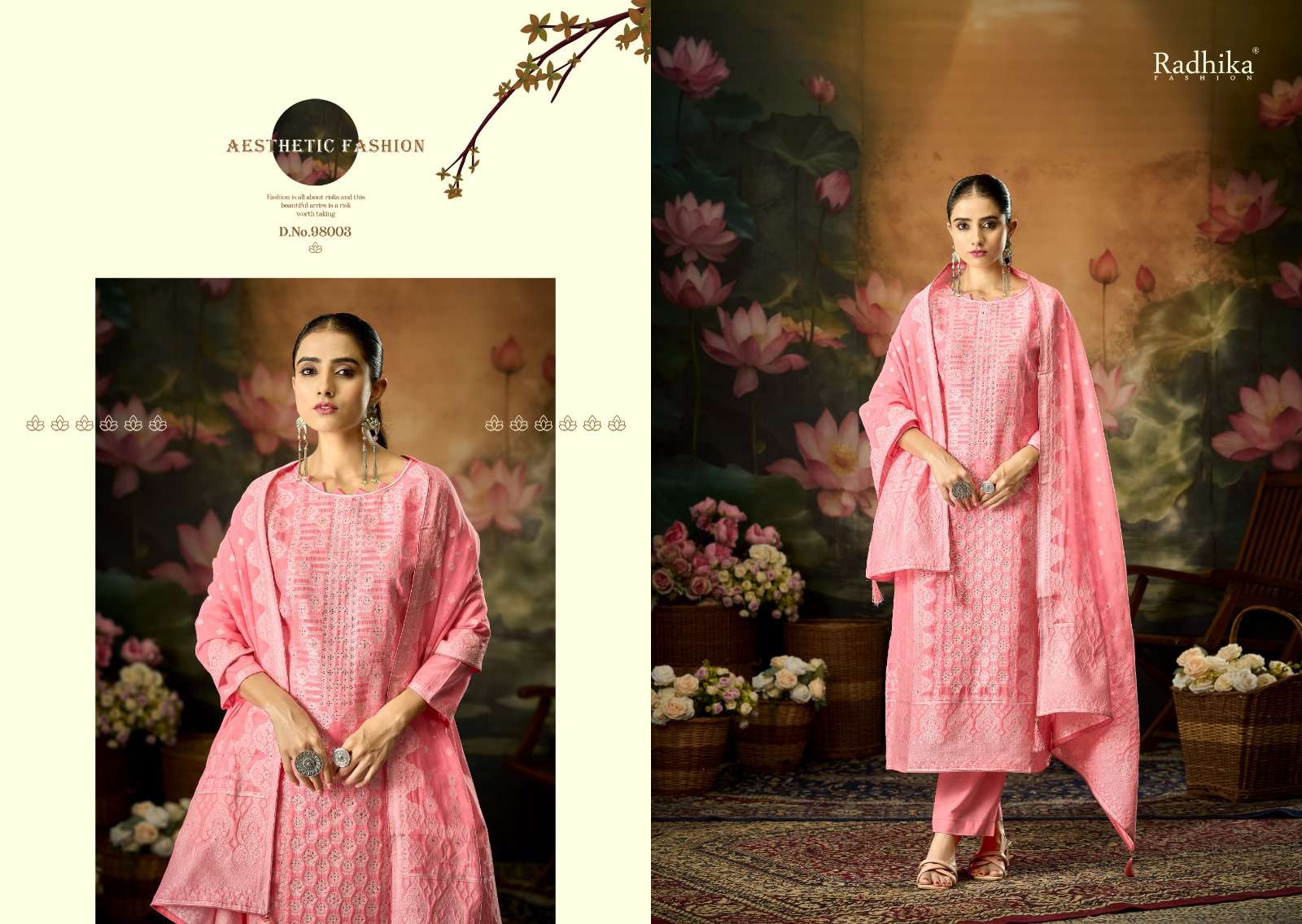 RADHIKA FASHION AZARA BANARASHI ADAH VOL 12 COTTON JACQUARD DESIGNER WORK SUIT