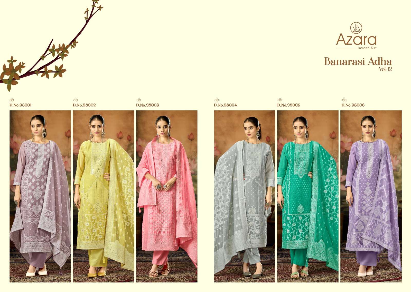 RADHIKA FASHION AZARA BANARASHI ADAH VOL 12 COTTON JACQUARD DESIGNER WORK SUIT