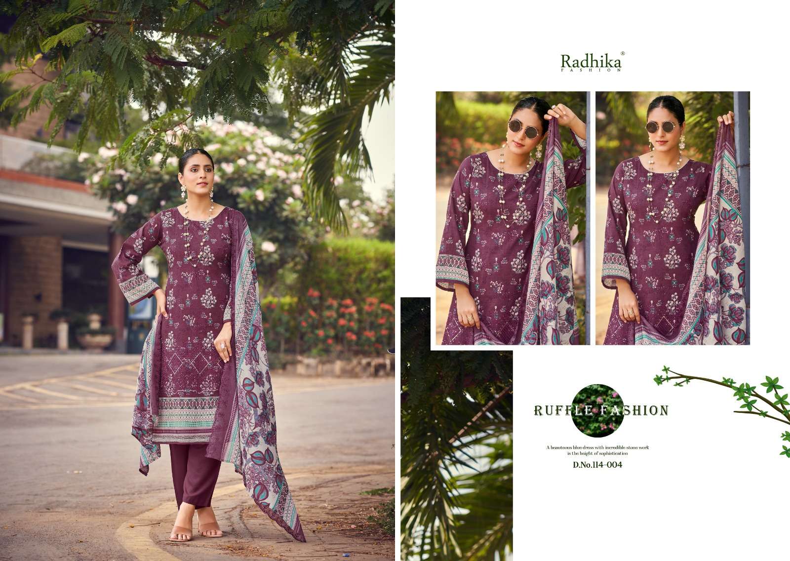 RADHIKA FASHION AZARA COCO LAWN COTTON DIGITAL PRINT WITH FANCY WORK SUIT