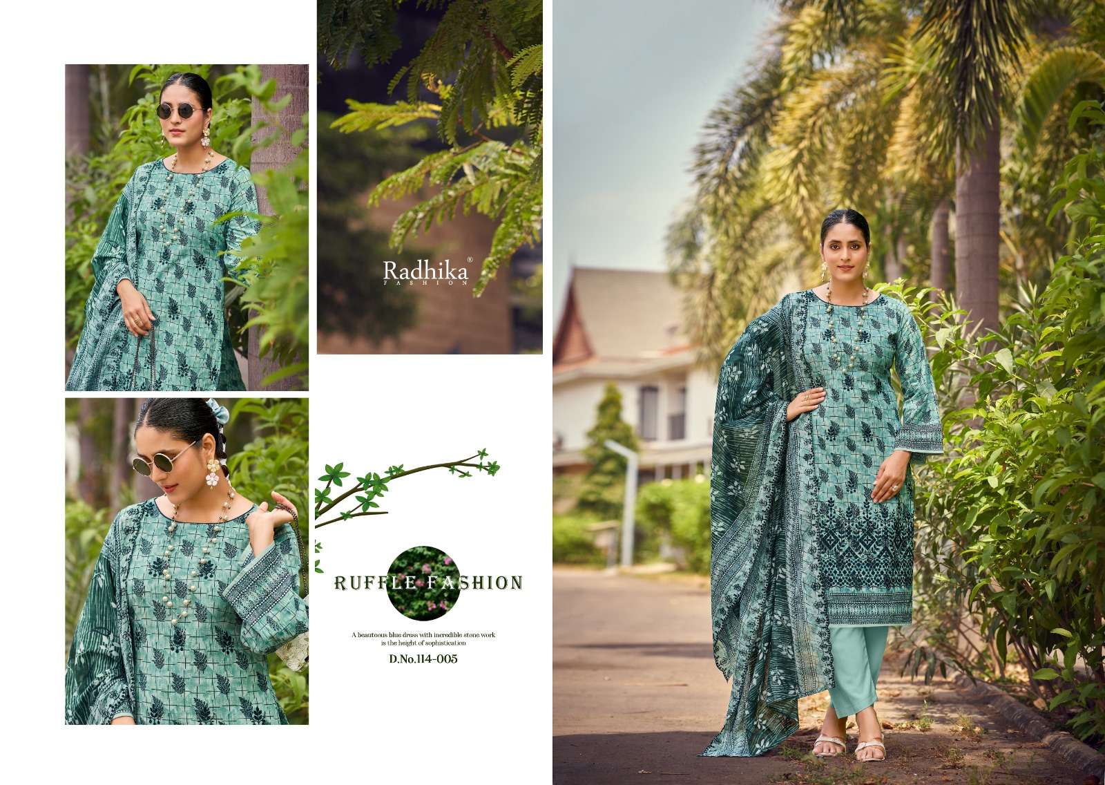RADHIKA FASHION AZARA COCO LAWN COTTON DIGITAL PRINT WITH FANCY WORK SUIT