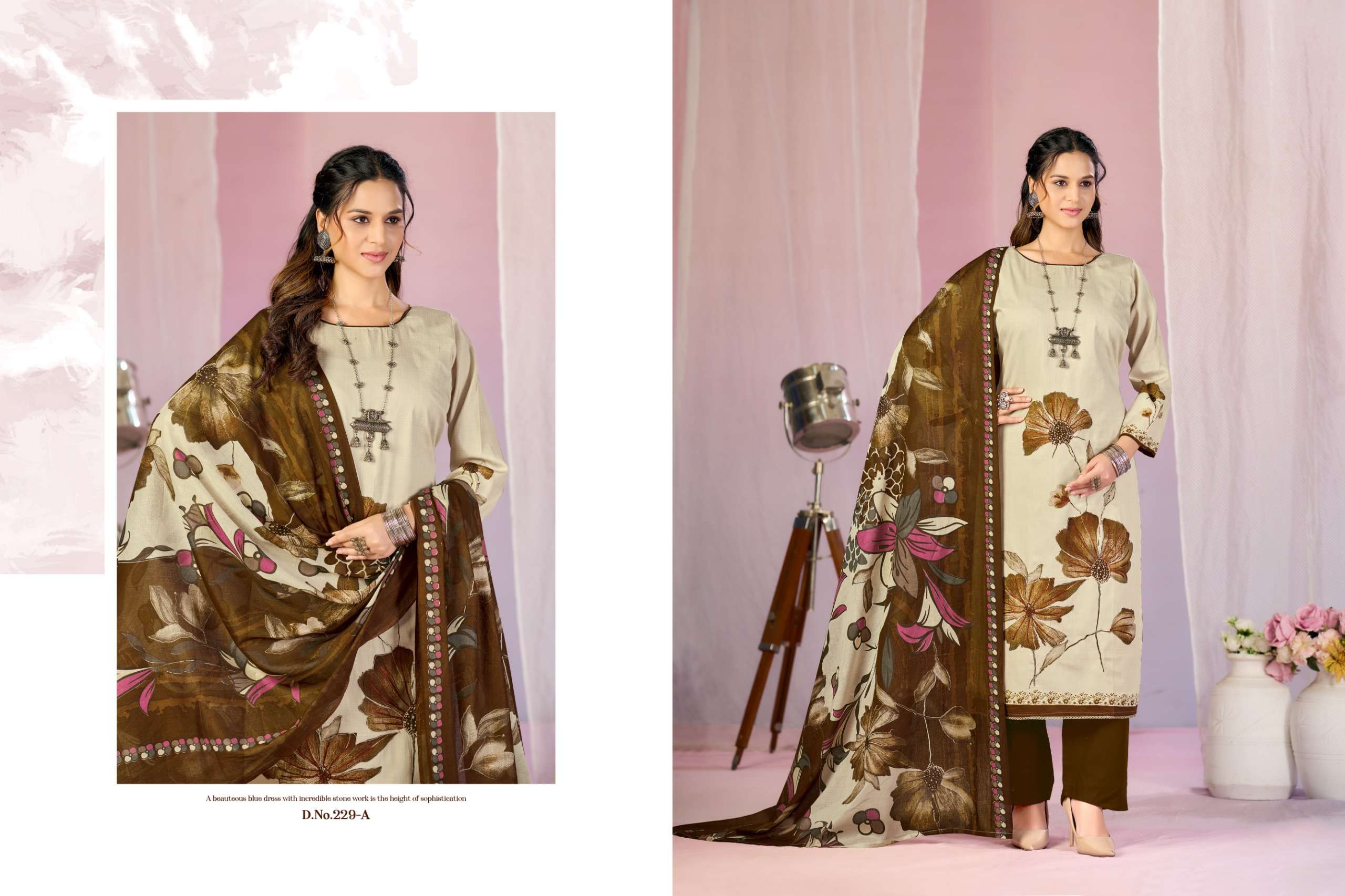 RADHIKA FASHION AZARA KAYKA D NO 1229 COTTON PRINT WITH FANCY WORK SUIT