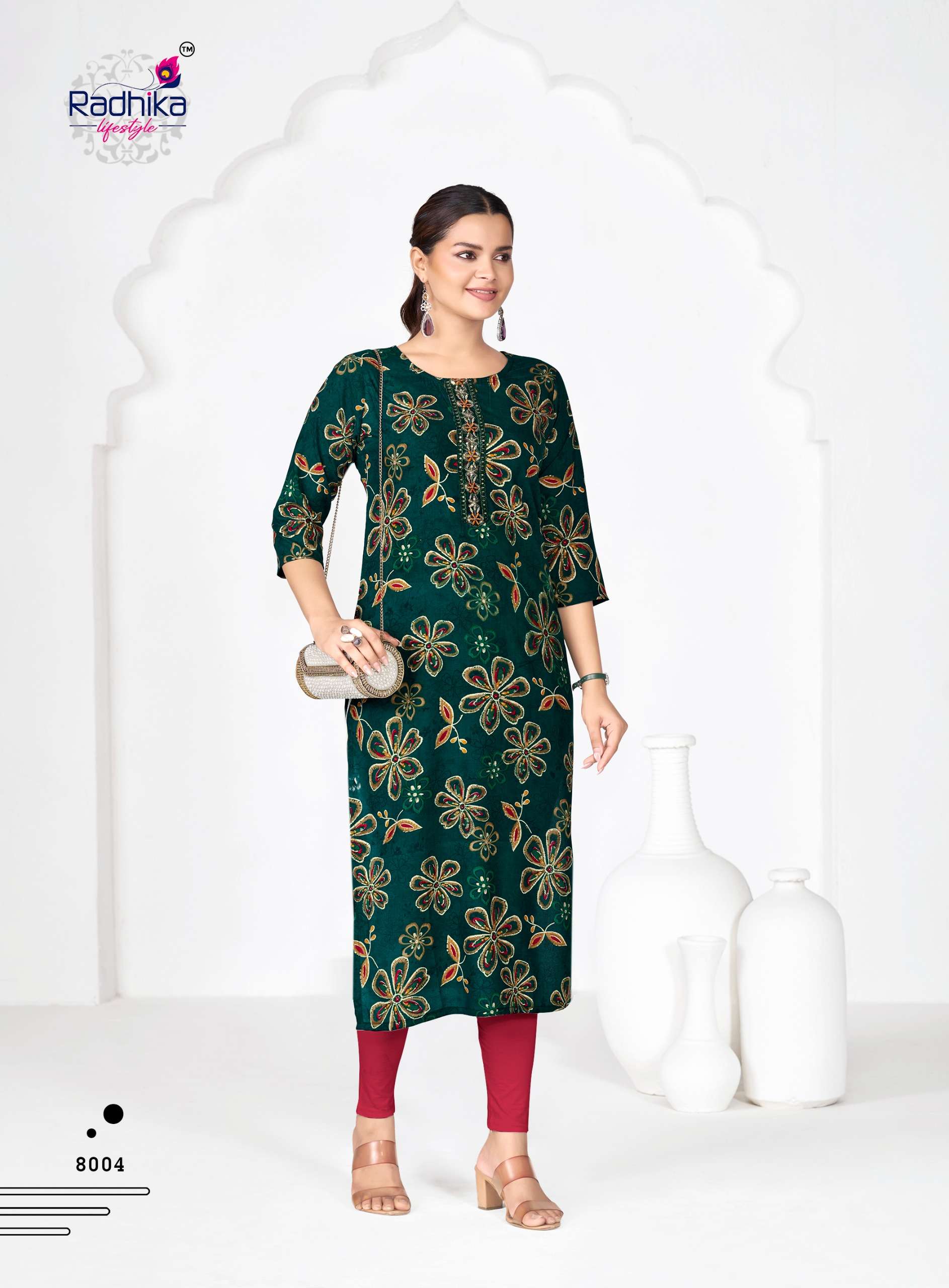 RADHIKA LIFESTYLE ALISHA VOL 8 RAYON PRINT FANCY WEAR LADIES KURTI 