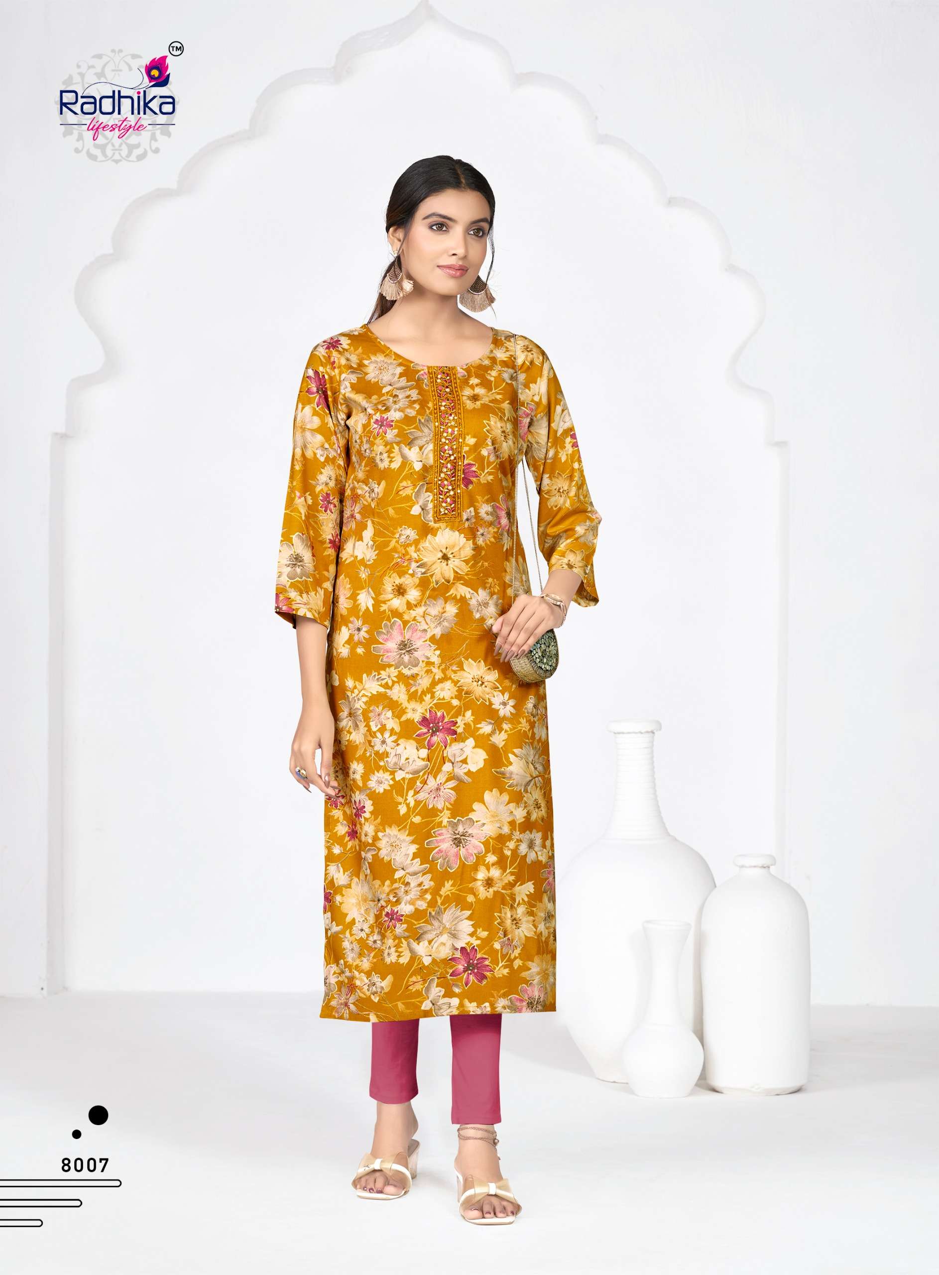 RADHIKA LIFESTYLE ALISHA VOL 8 RAYON PRINT FANCY WEAR LADIES KURTI 