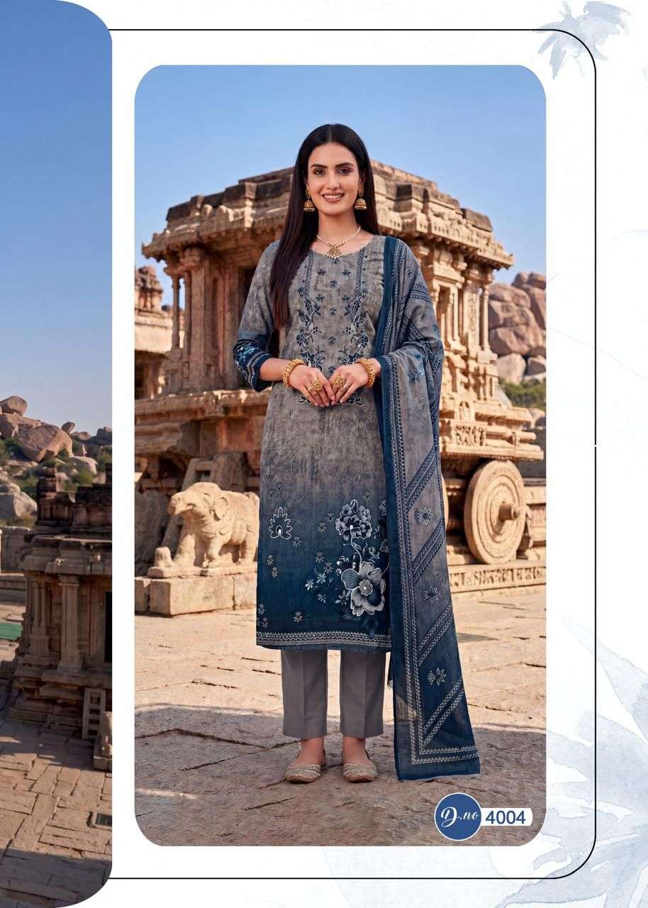 RAHI FAB RISING SILVER VOL 4 COTTON FANCY PRINTED WITH WORK SUIT