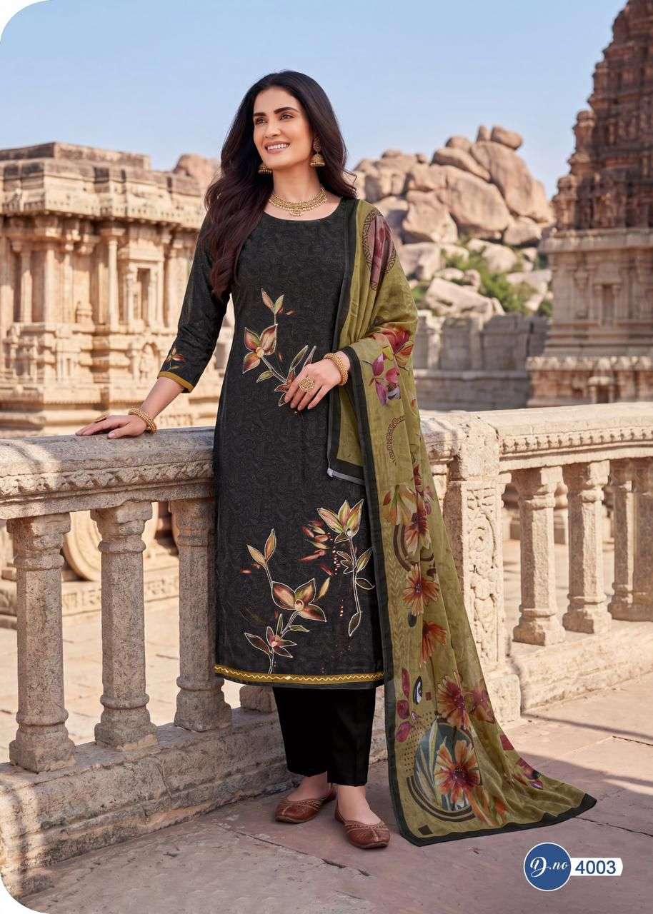 RAHI FAB RISING SILVER VOL 4 COTTON FANCY PRINTED WITH WORK SUIT