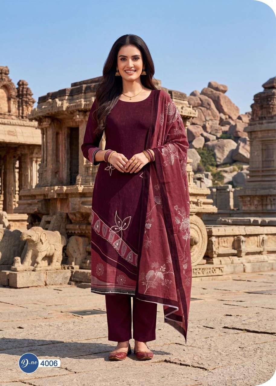 RAHI FAB RISING SILVER VOL 4 COTTON FANCY PRINTED WITH WORK SUIT
