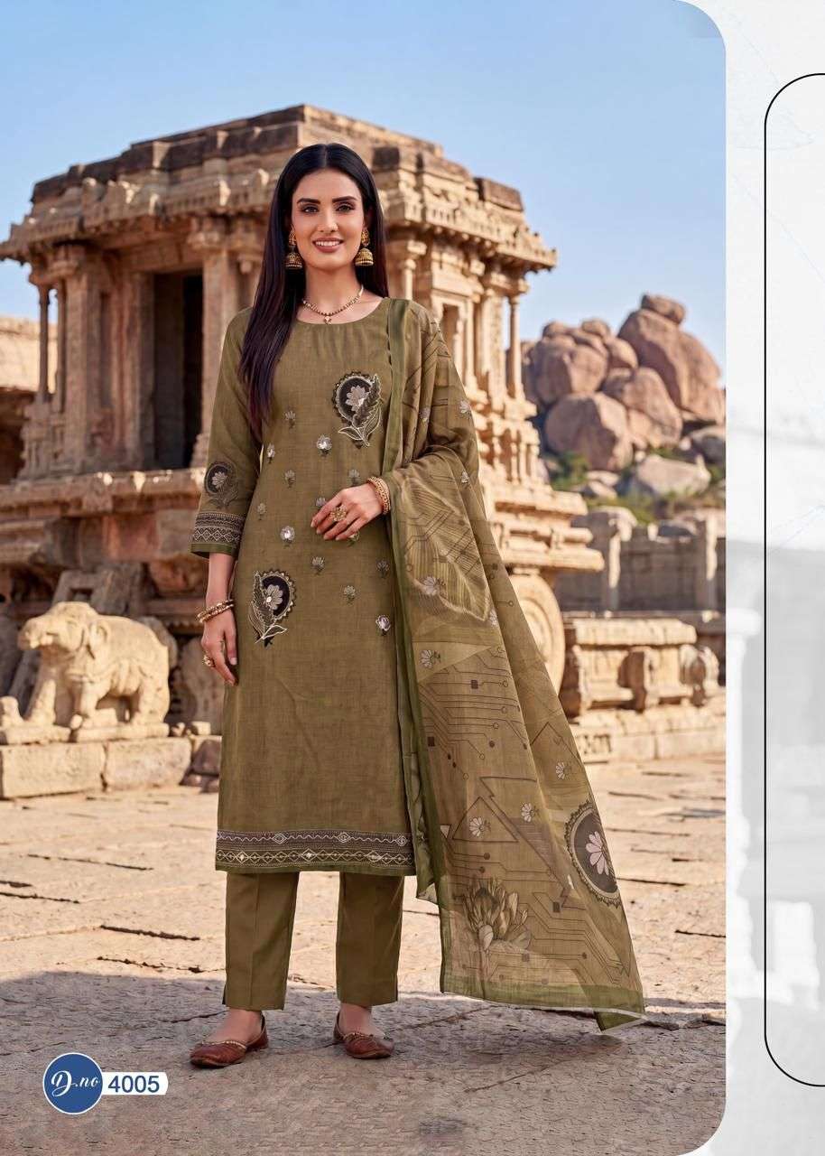 RAHI FAB RISING SILVER VOL 4 COTTON FANCY PRINTED WITH WORK SUIT