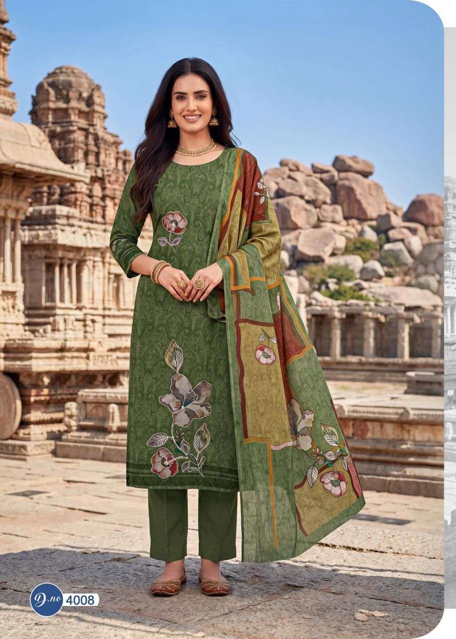 RAHI FAB RISING SILVER VOL 4 COTTON FANCY PRINTED WITH WORK SUIT