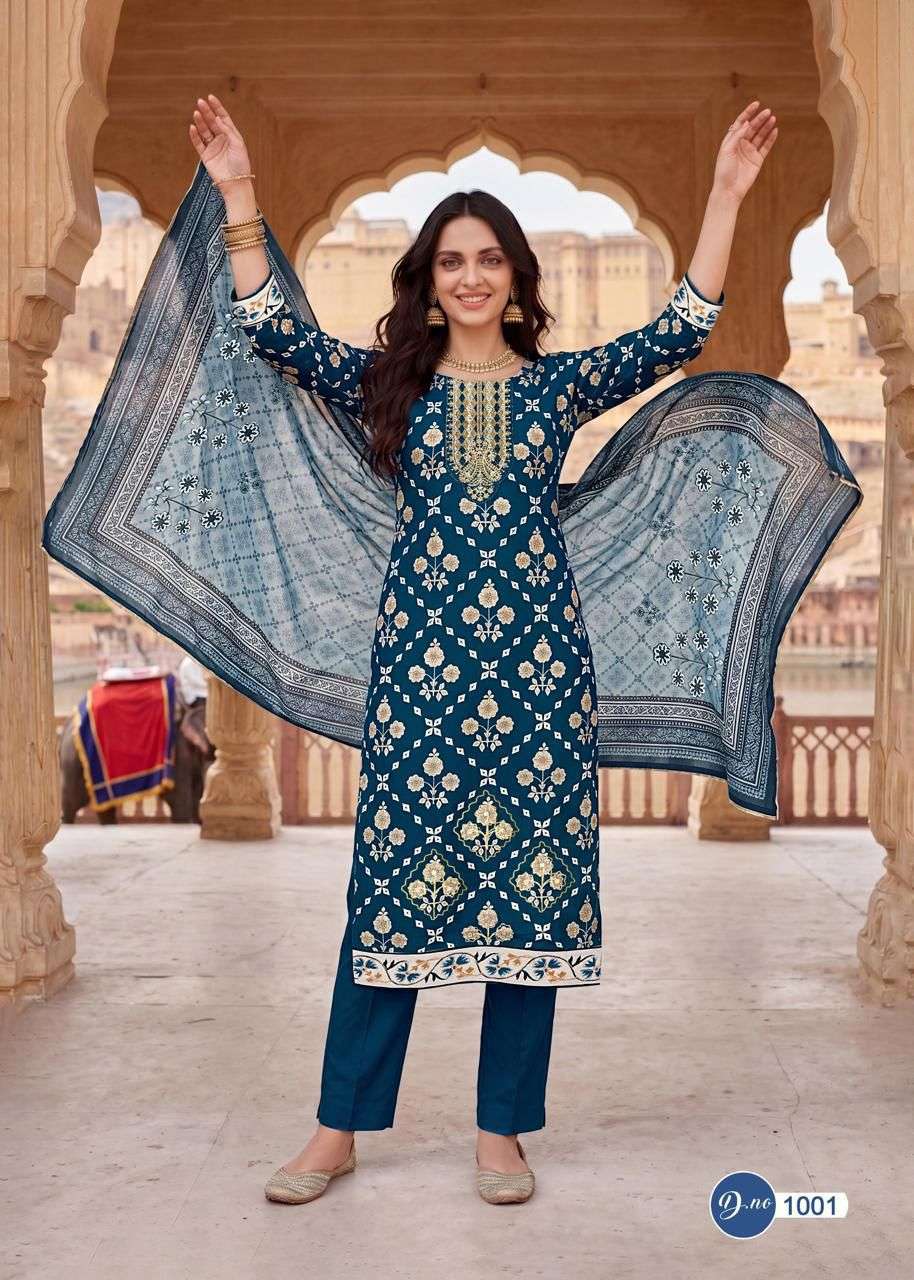 RAHI FAB RUBY ROSE VOL 1 COTTON PRINTED WITH FANCY WORK SUIT