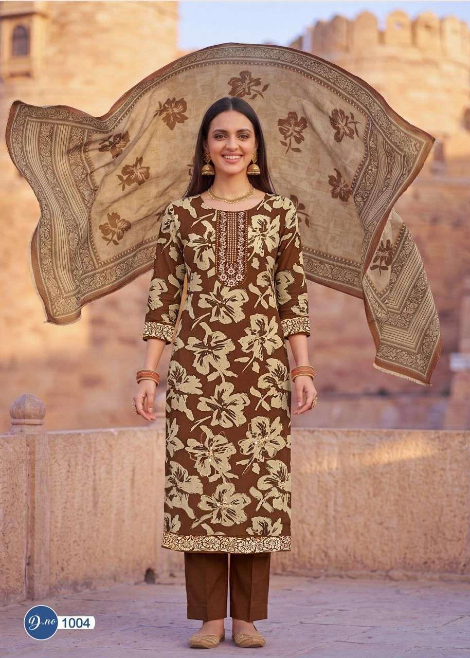 RAHI FAB RUBY ROSE VOL 1 COTTON PRINTED WITH FANCY WORK SUIT