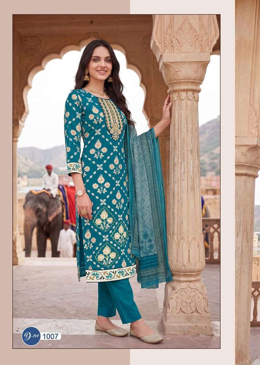 RAHI FAB RUBY ROSE VOL 1 COTTON PRINTED WITH FANCY WORK SUIT