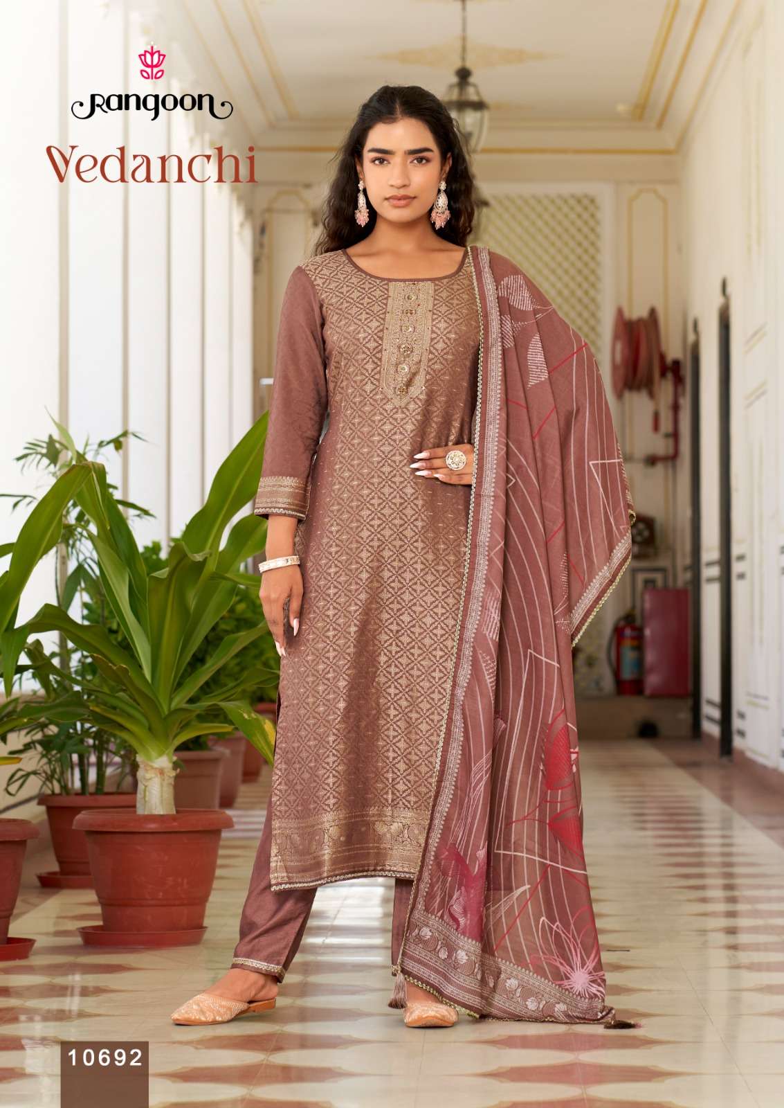 RANGOON VEDANCHI VISCOSE JACQUARD DESIGNER READY MADE LADIES SUIT