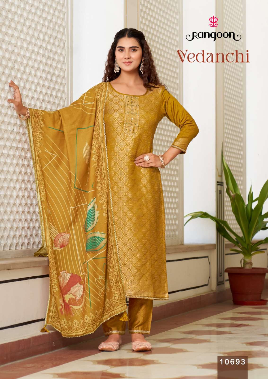 RANGOON VEDANCHI VISCOSE JACQUARD DESIGNER READY MADE LADIES SUIT