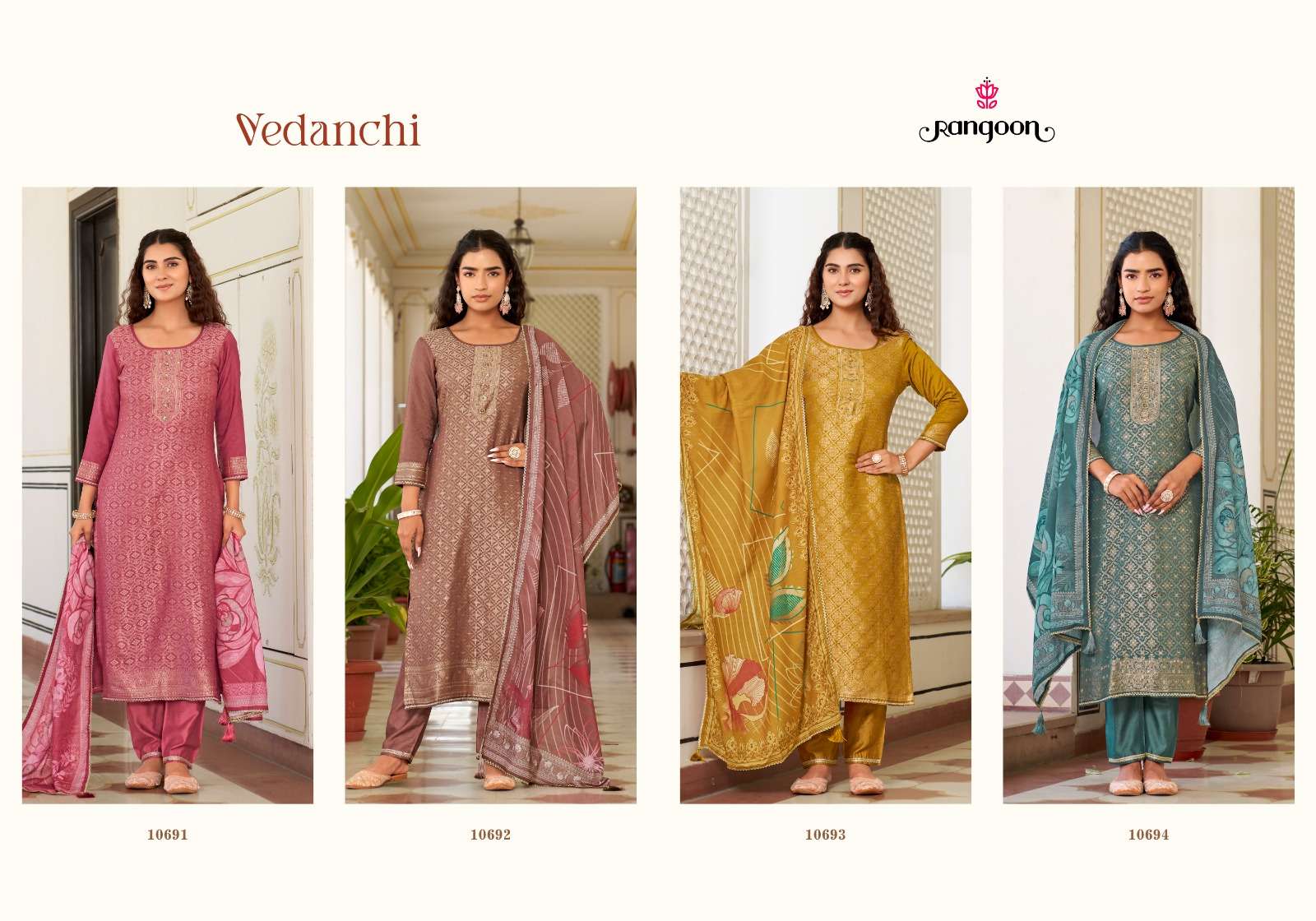 RANGOON VEDANCHI VISCOSE JACQUARD DESIGNER READY MADE LADIES SUIT