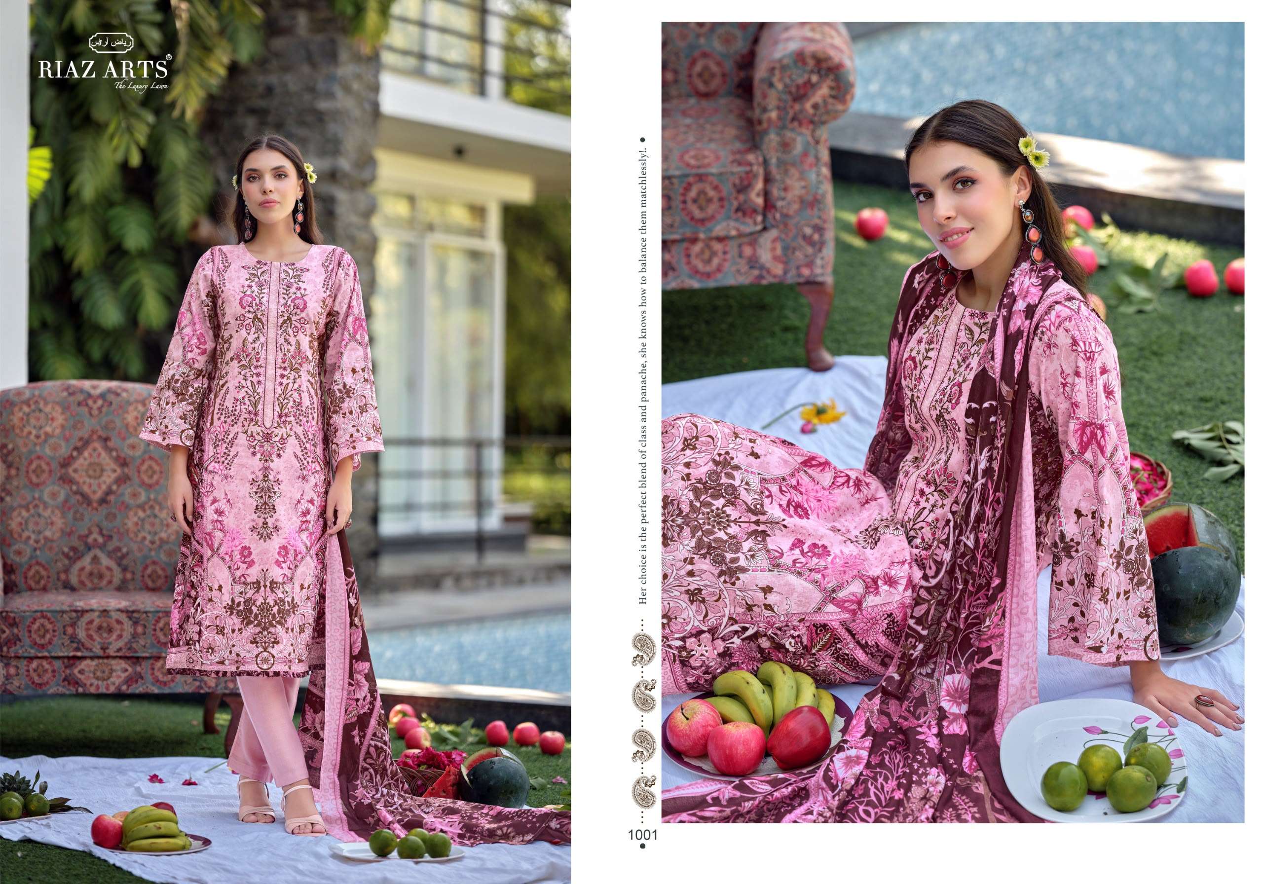 RIAZ ARTS MUSAFIR VOL 44 COTTON DIGITAL PRINTS WITH FANCY WORK SUIT