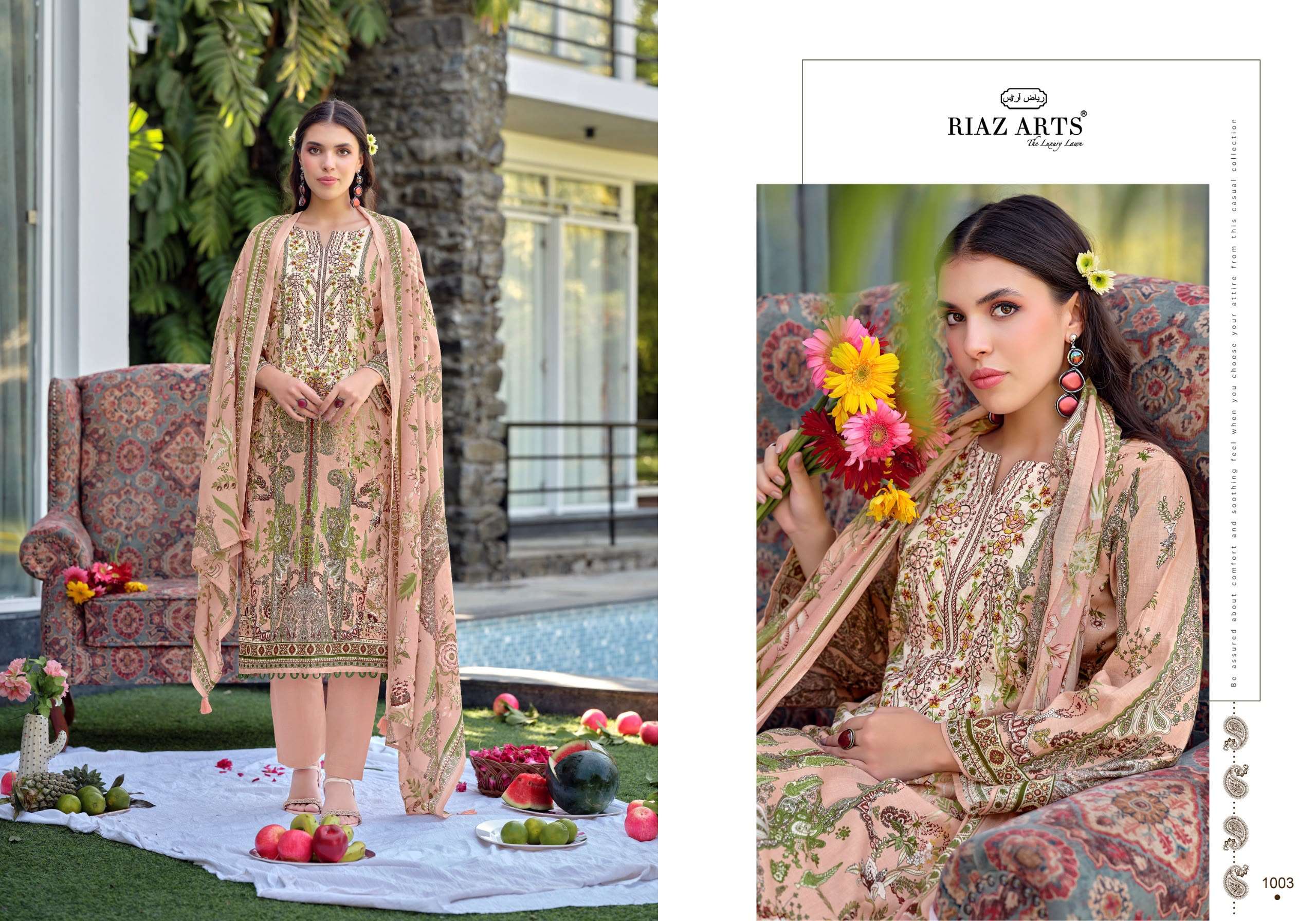 RIAZ ARTS MUSAFIR VOL 44 COTTON DIGITAL PRINTS WITH FANCY WORK SUIT