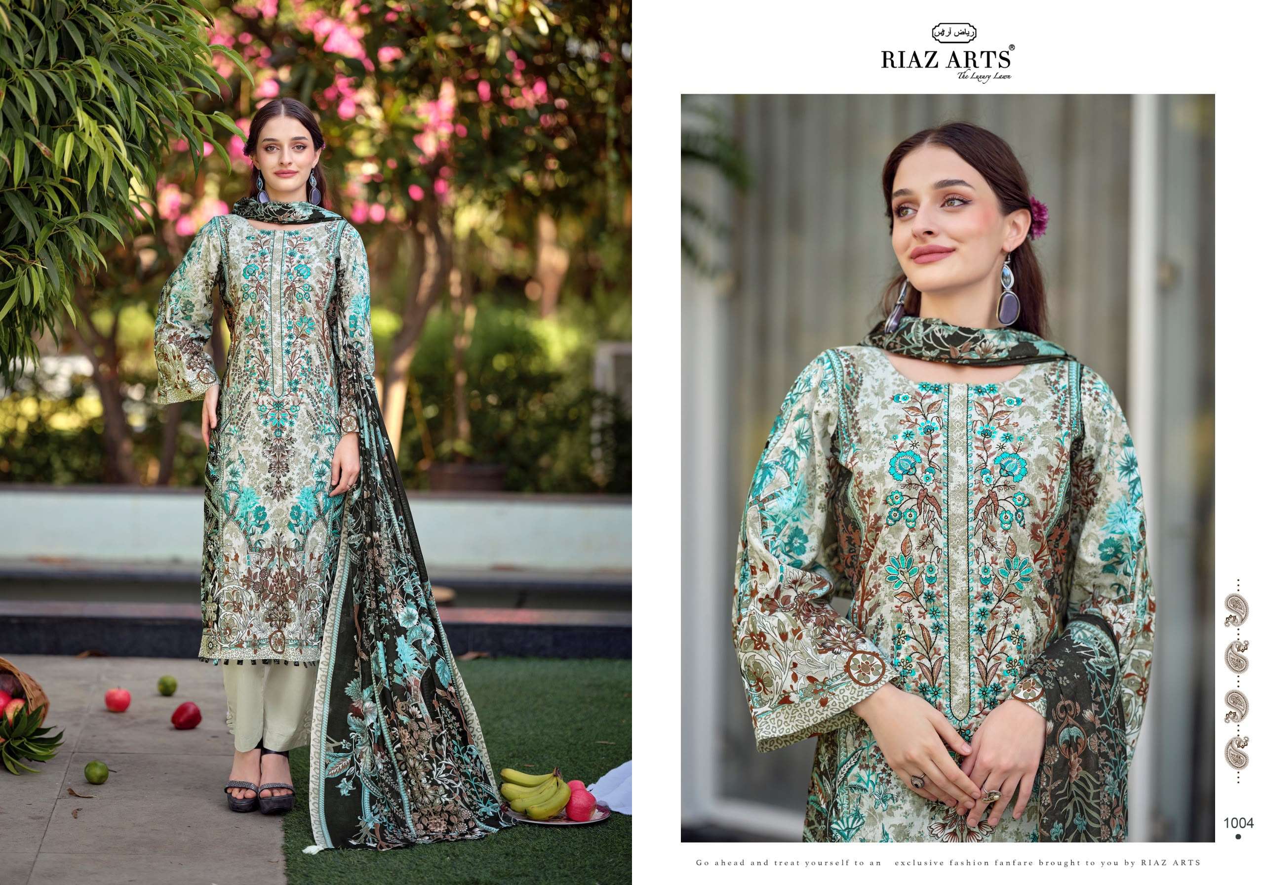 RIAZ ARTS MUSAFIR VOL 44 COTTON DIGITAL PRINTS WITH FANCY WORK SUIT