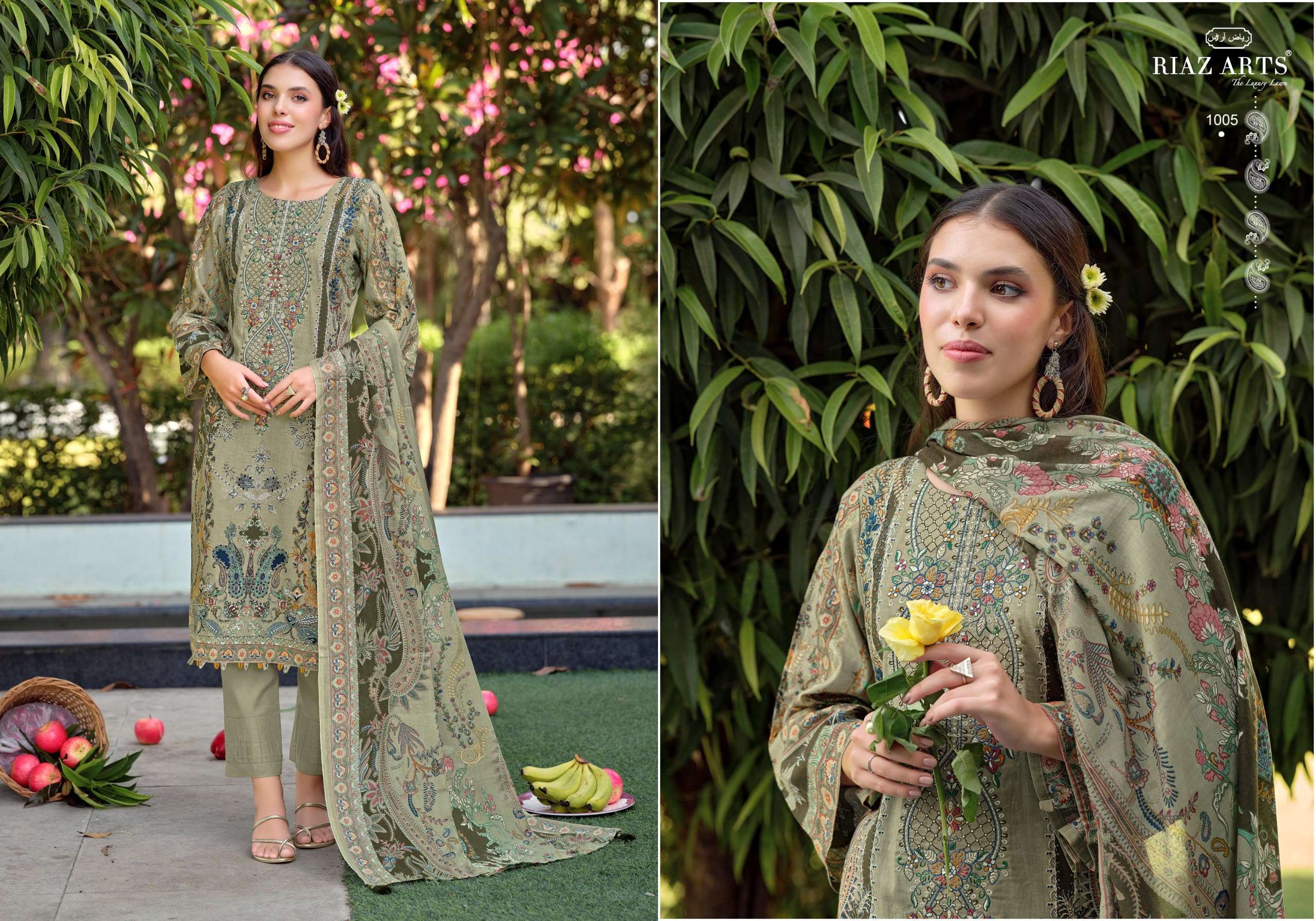 RIAZ ARTS MUSAFIR VOL 44 COTTON DIGITAL PRINTS WITH FANCY WORK SUIT