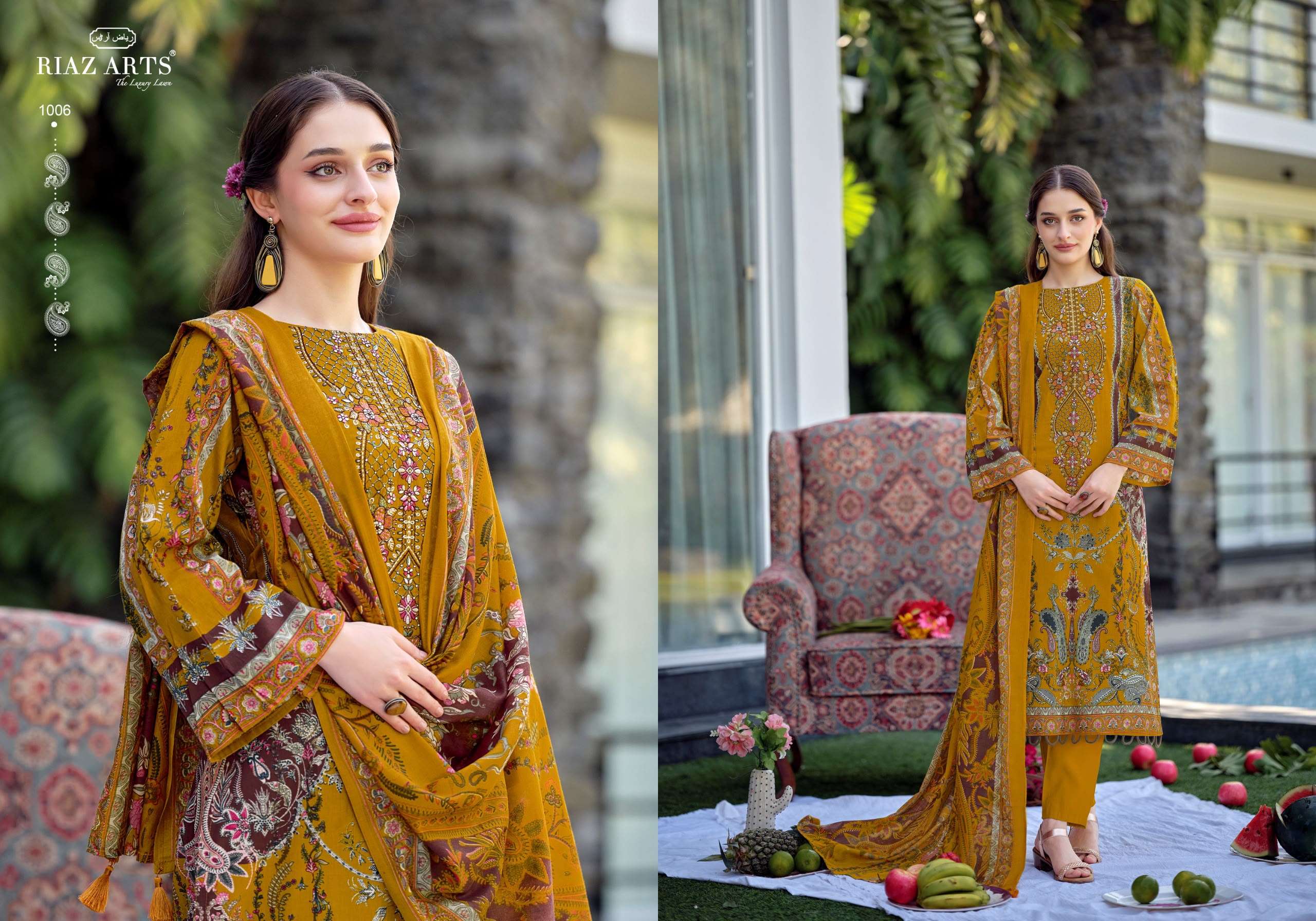 RIAZ ARTS MUSAFIR VOL 44 COTTON DIGITAL PRINTS WITH FANCY WORK SUIT