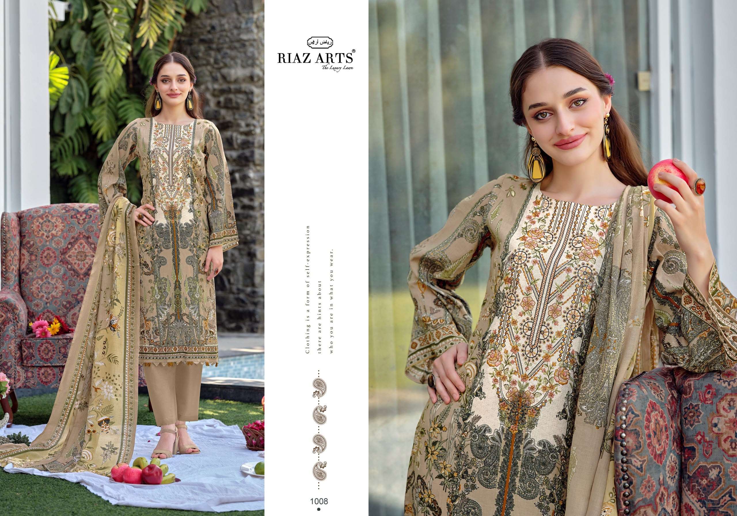 RIAZ ARTS MUSAFIR VOL 44 COTTON DIGITAL PRINTS WITH FANCY WORK SUIT