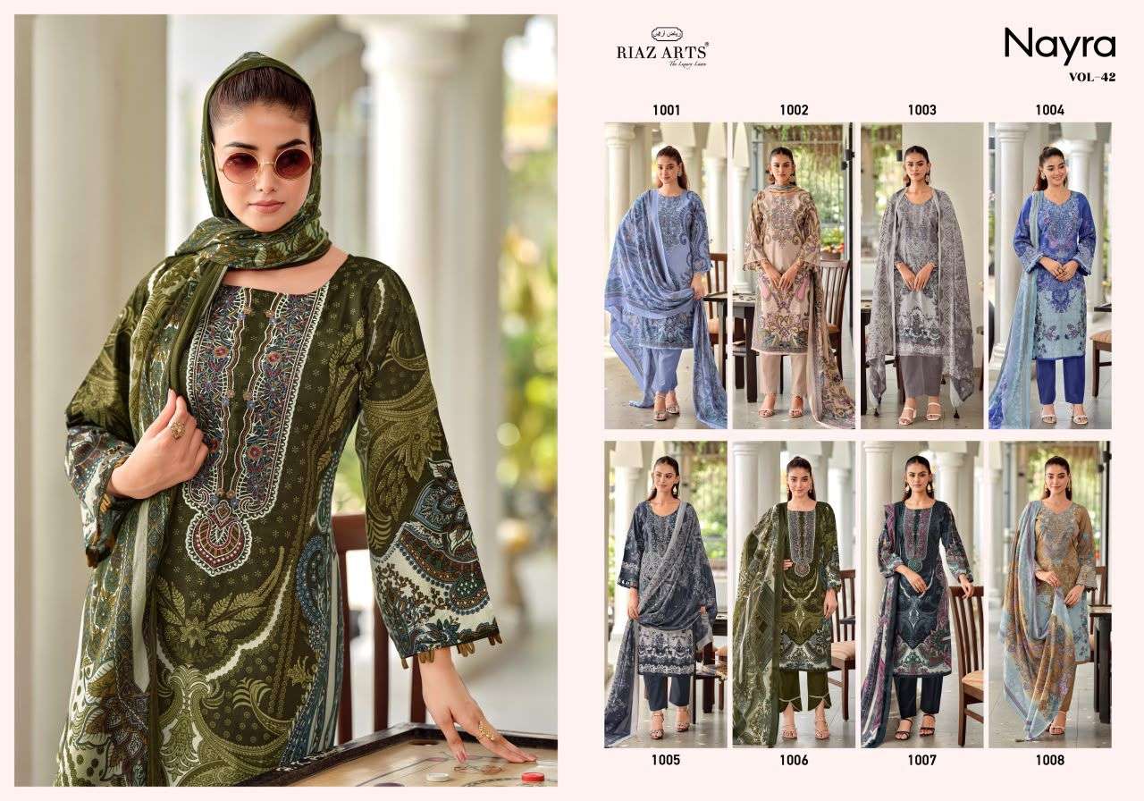 RIAZ ARTS NAYRA VOL 2 COTTON DIGITAL PRINTS WITH FANCY EMBROIDERY WORK SUIT