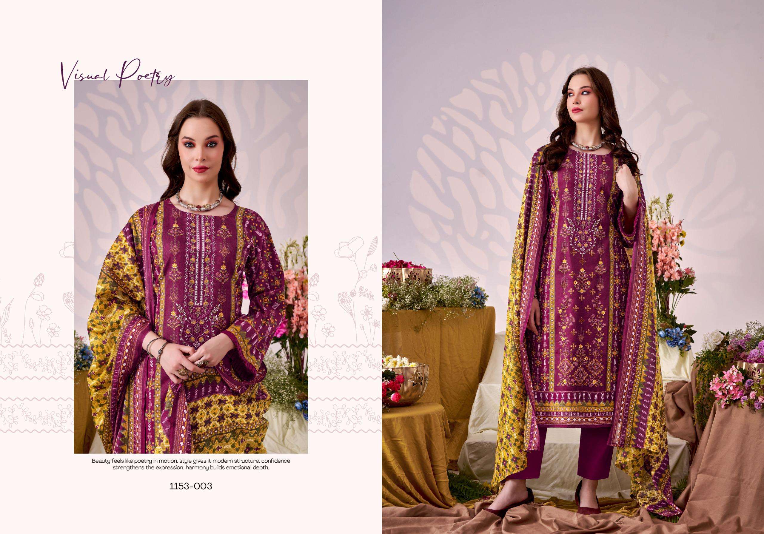 ROMANI BIN KAREEM VOL 5 COTTON DIGITAL PRINT WITH FANCY WORK SUIT	