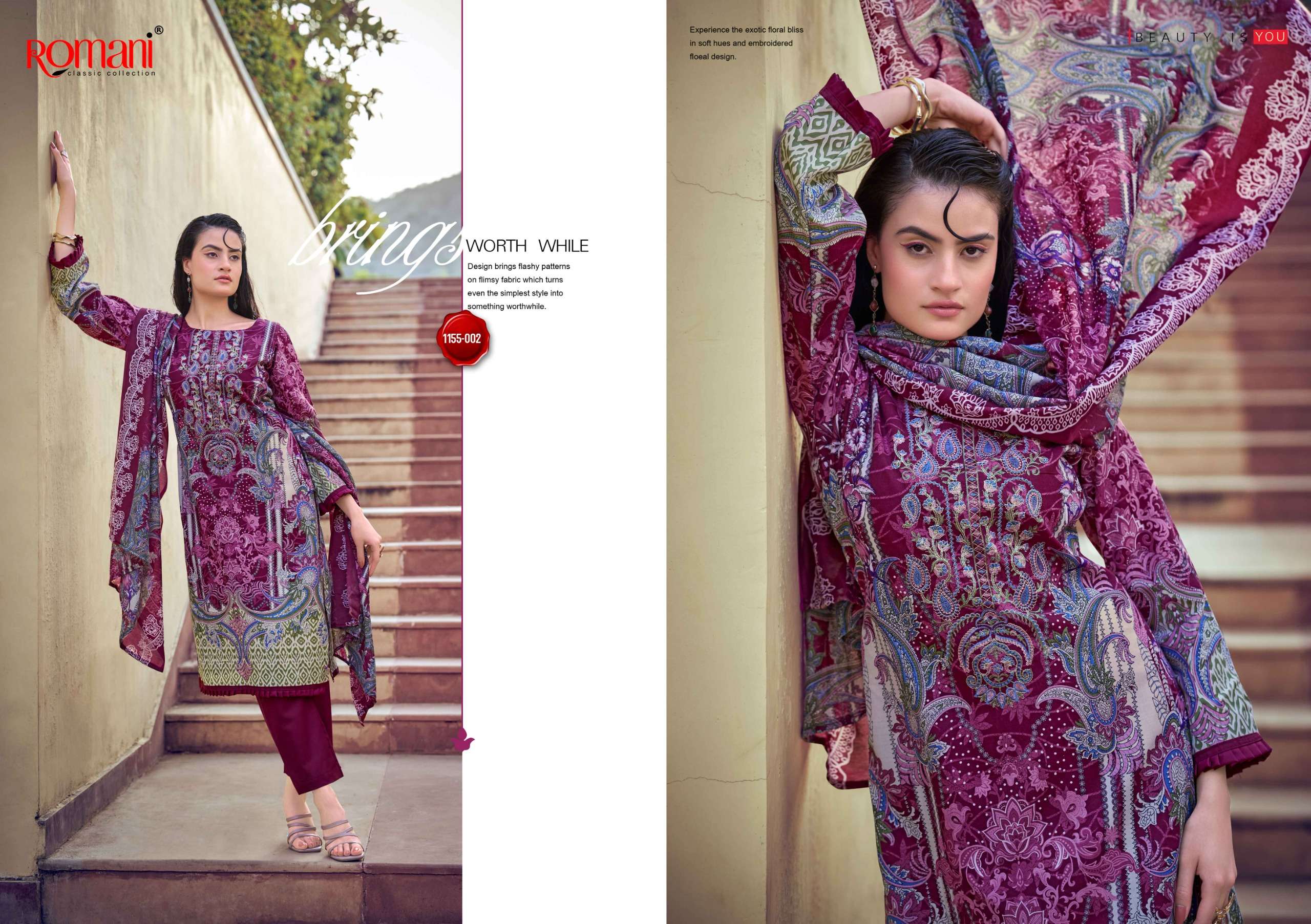 ROMANI NEEDLE WONDER VOL 14 COTTON DIGITAL PRINTS WITH FANCY WORK SUIT