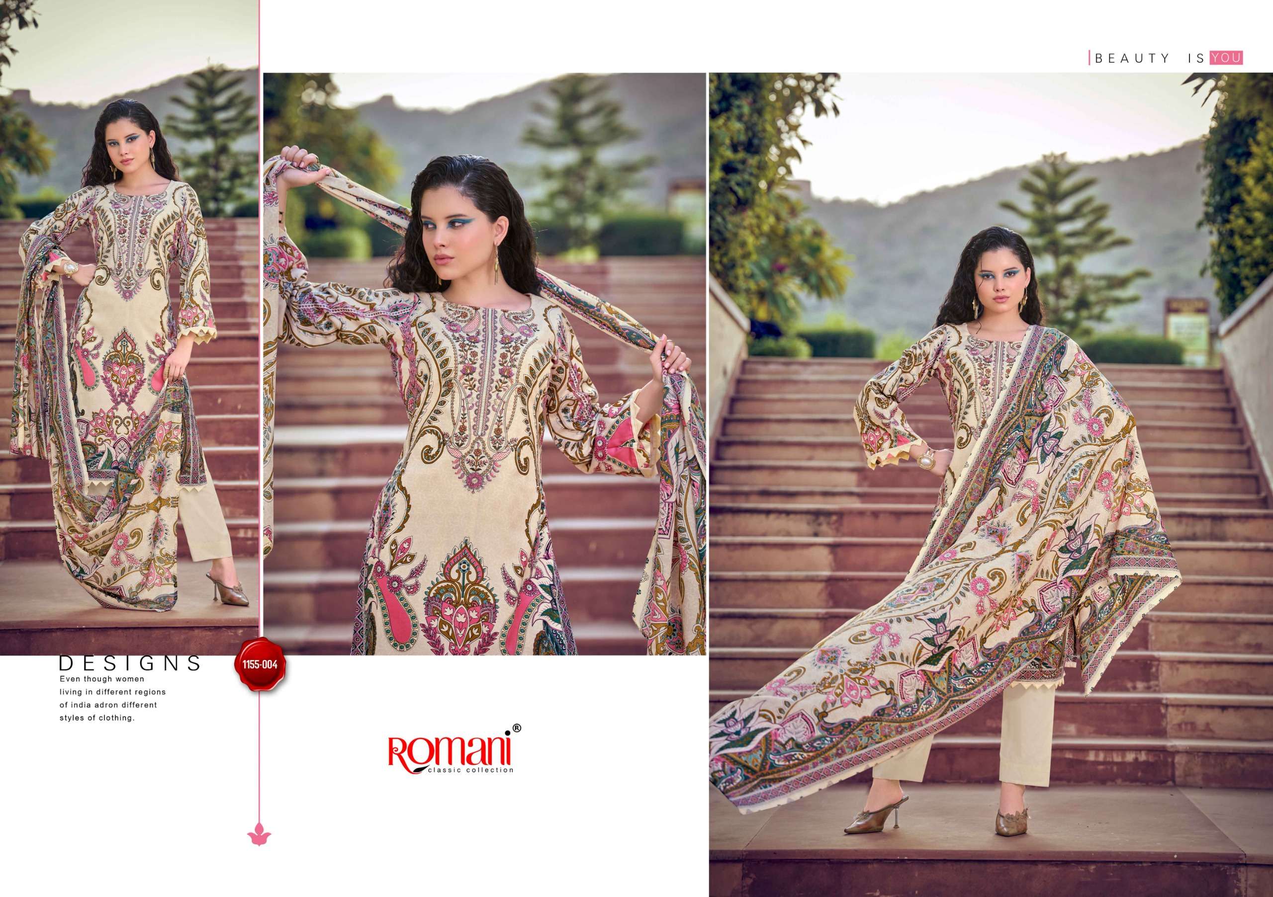 ROMANI NEEDLE WONDER VOL 14 COTTON DIGITAL PRINTS WITH FANCY WORK SUIT
