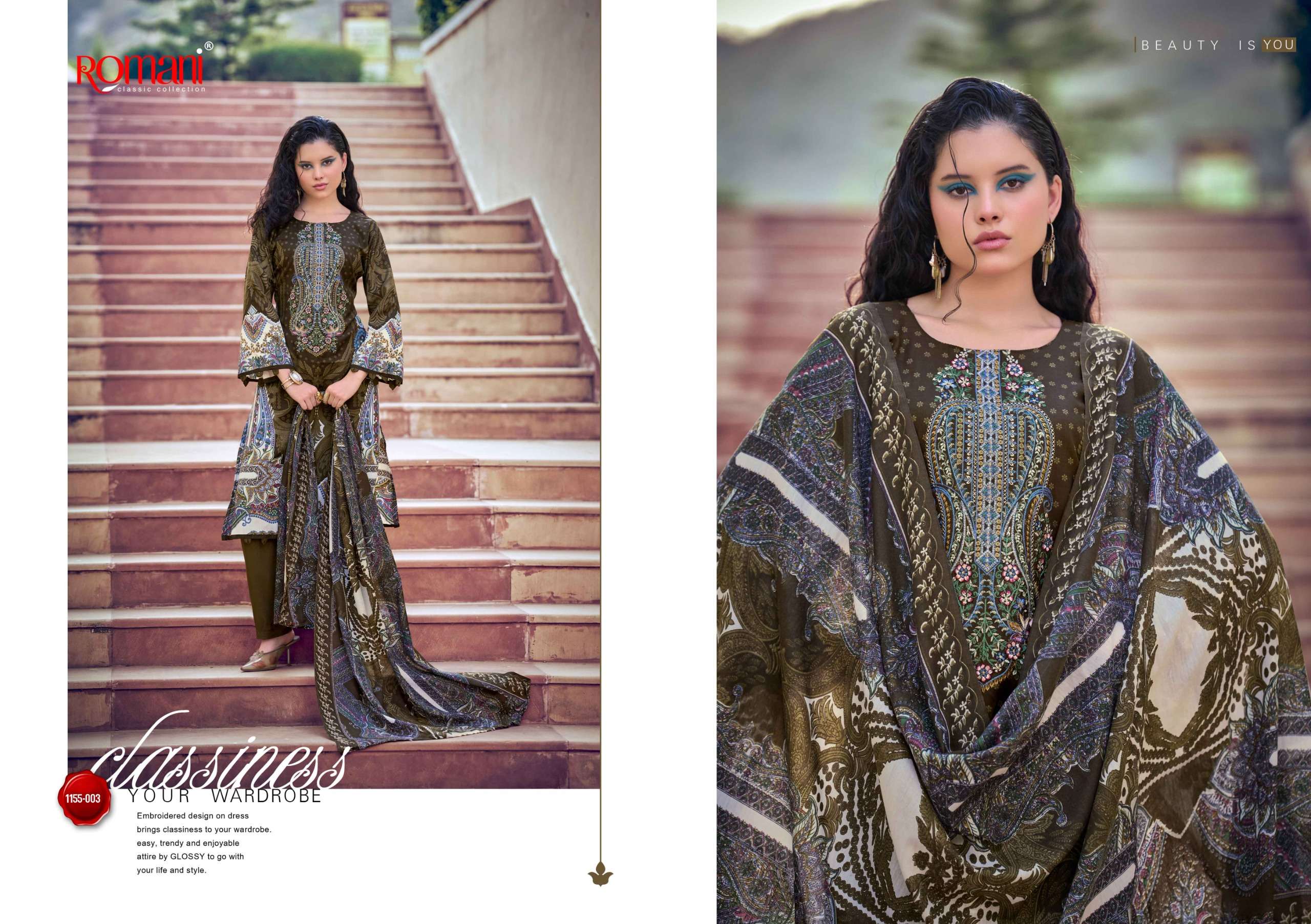 ROMANI NEEDLE WONDER VOL 14 COTTON DIGITAL PRINTS WITH FANCY WORK SUIT