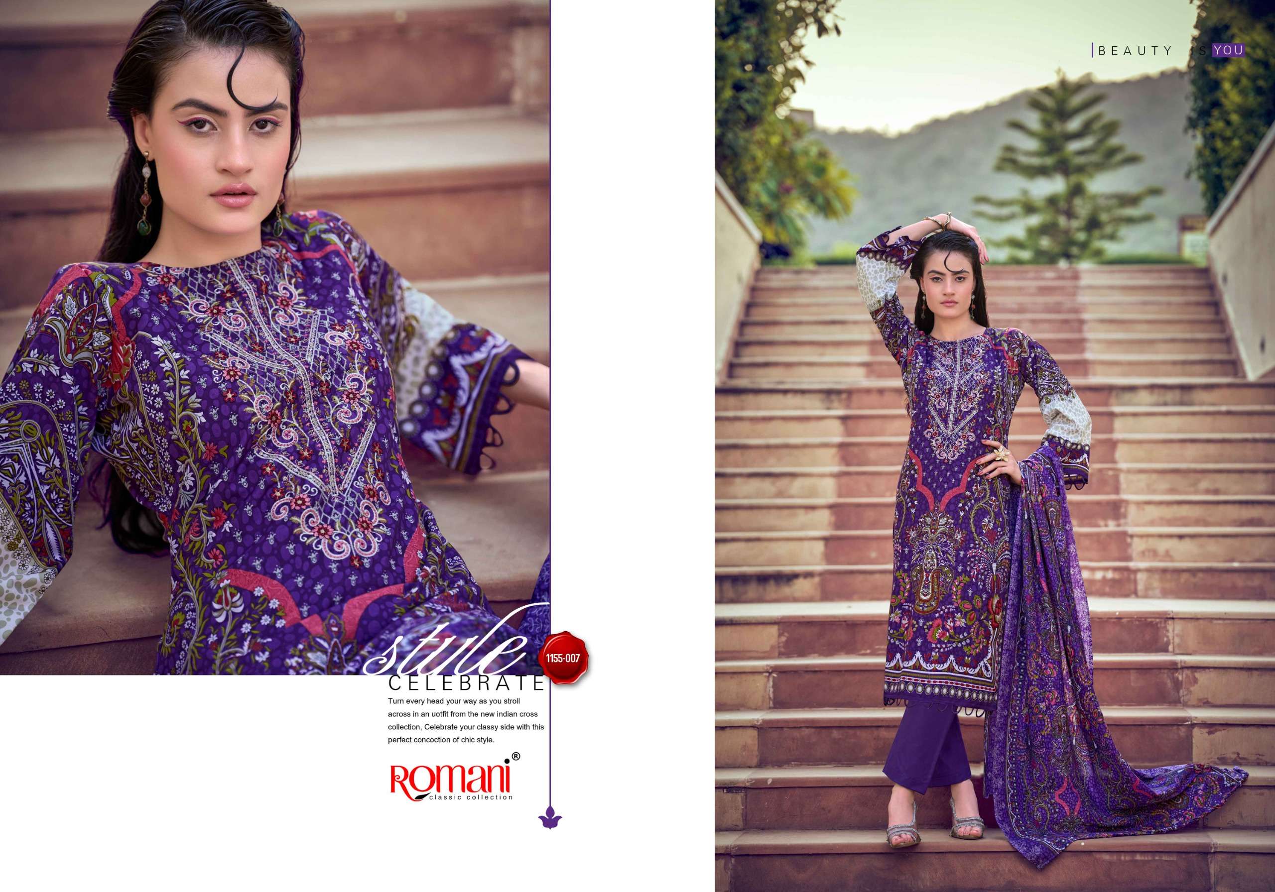 ROMANI NEEDLE WONDER VOL 14 COTTON DIGITAL PRINTS WITH FANCY WORK SUIT