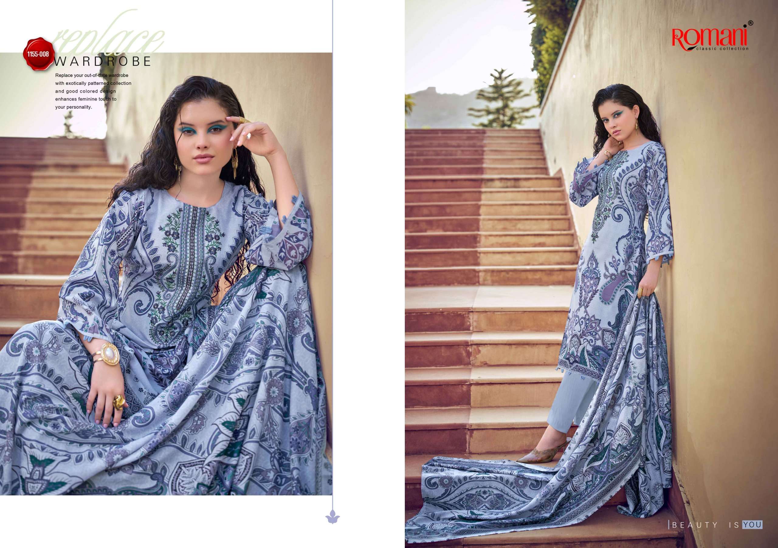 ROMANI NEEDLE WONDER VOL 14 COTTON DIGITAL PRINTS WITH FANCY WORK SUIT