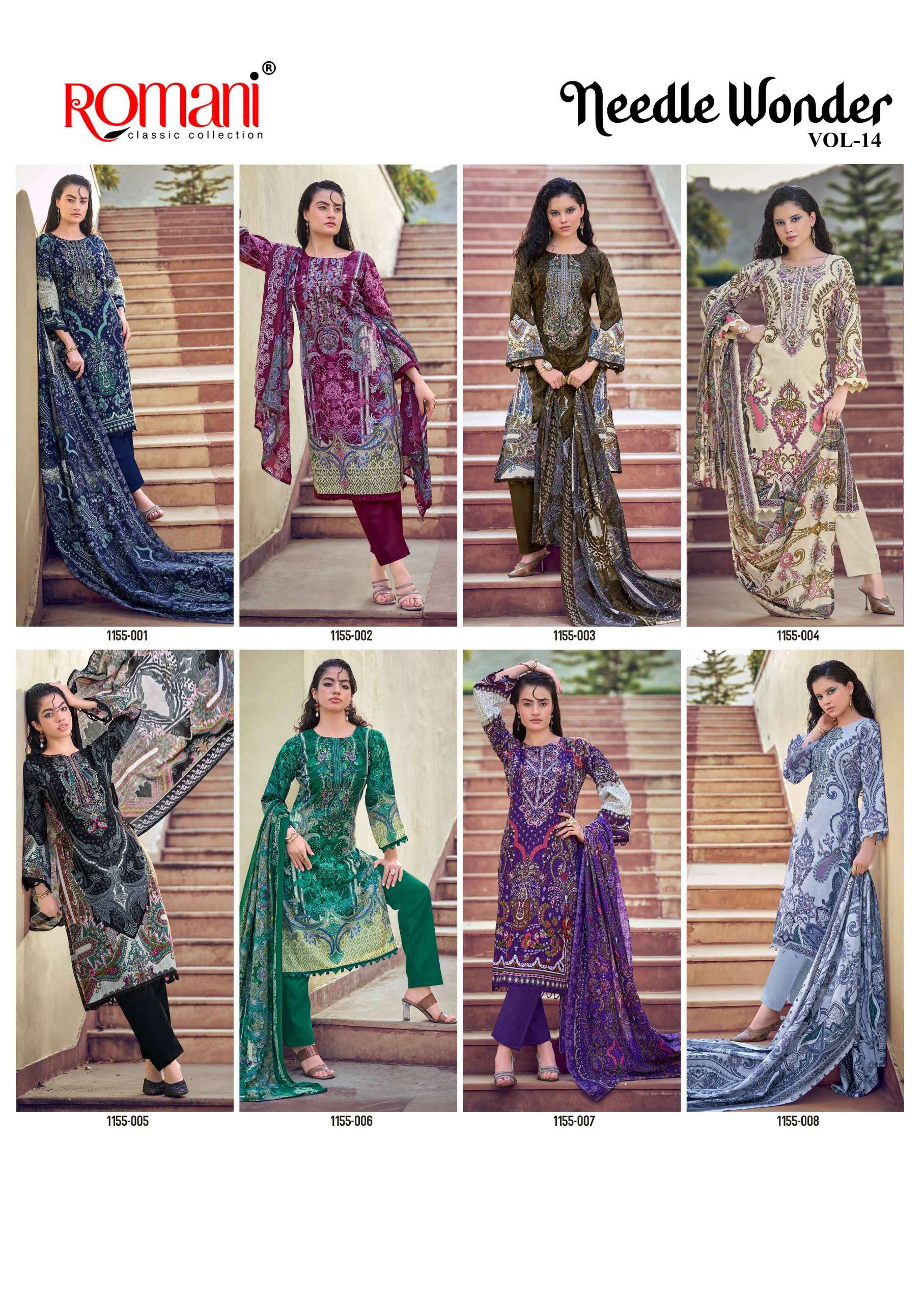 ROMANI NEEDLE WONDER VOL 14 COTTON DIGITAL PRINTS WITH FANCY WORK SUIT