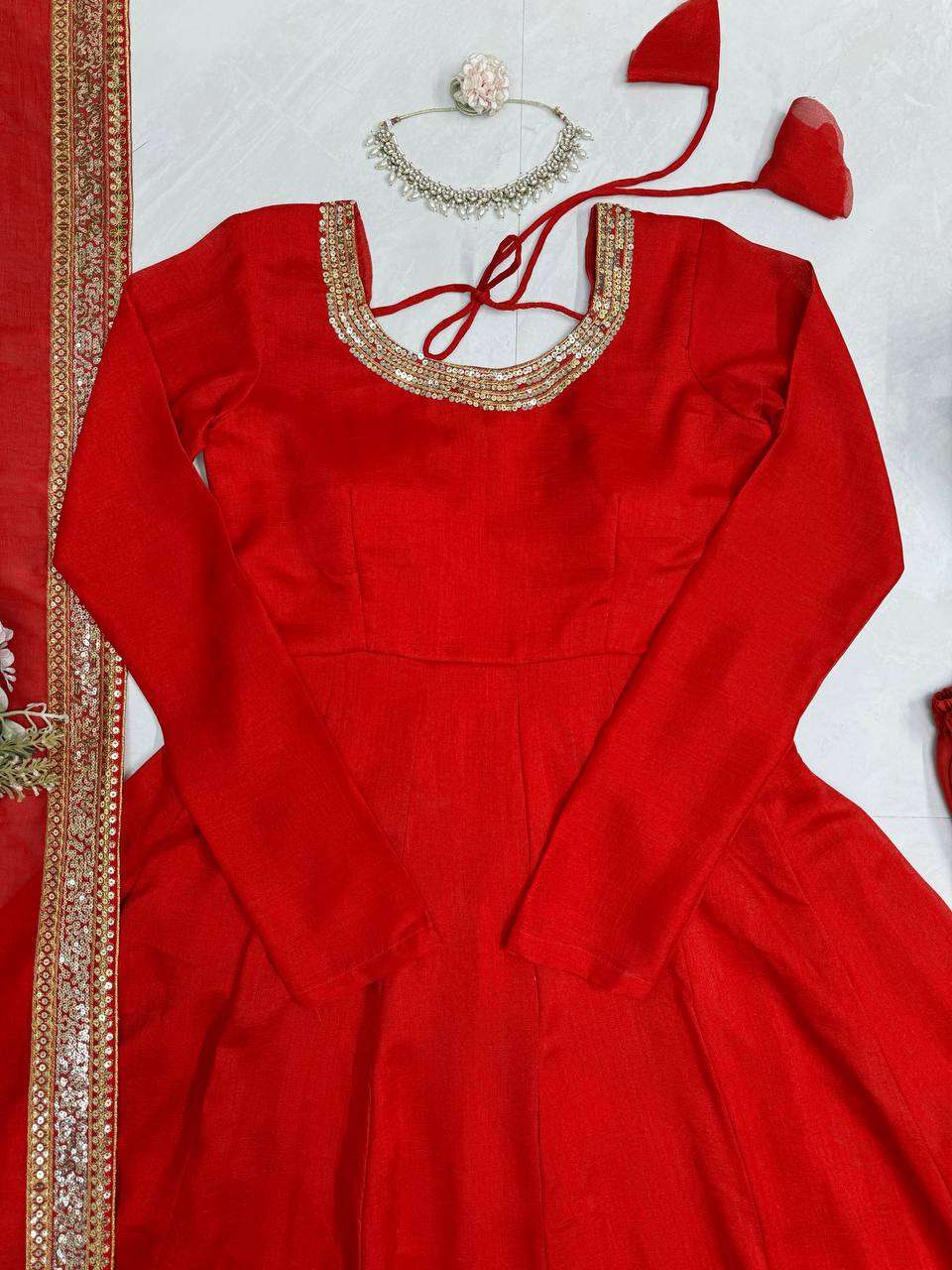 RTC 6026 GORGEOUS RED FABRIC FESTIVE WEAR GOWN DRESS