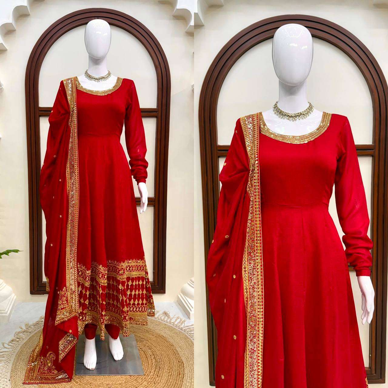 RTC 6026 GORGEOUS RED FABRIC FESTIVE WEAR GOWN DRESS