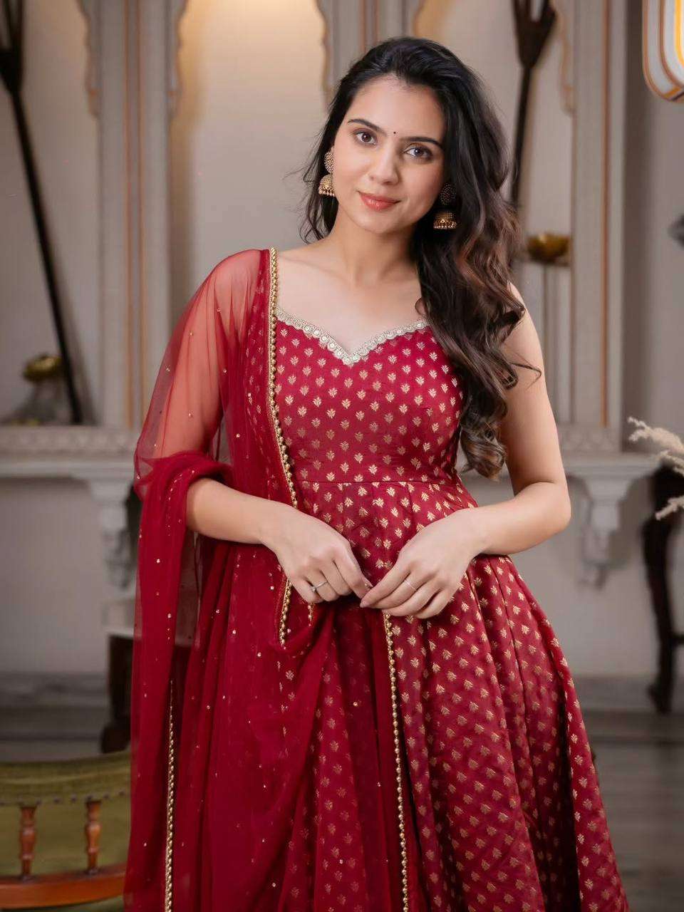 RTC 6028 JACQUARD BUTTI FABRIC DESIGNER 3PCS ANARKALI STYLE LADIES SUIT