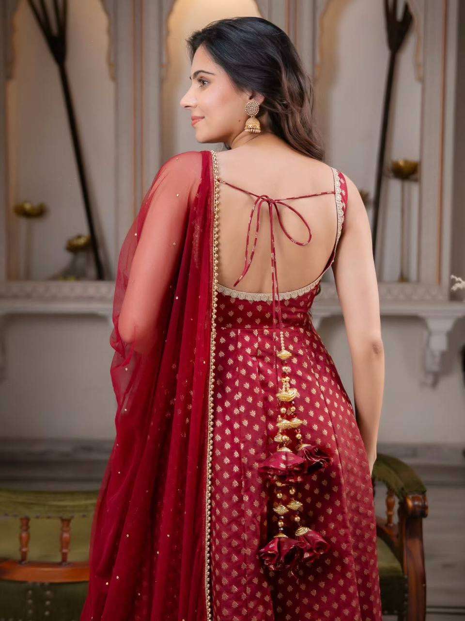 RTC 6028 JACQUARD BUTTI FABRIC DESIGNER 3PCS ANARKALI STYLE LADIES SUIT