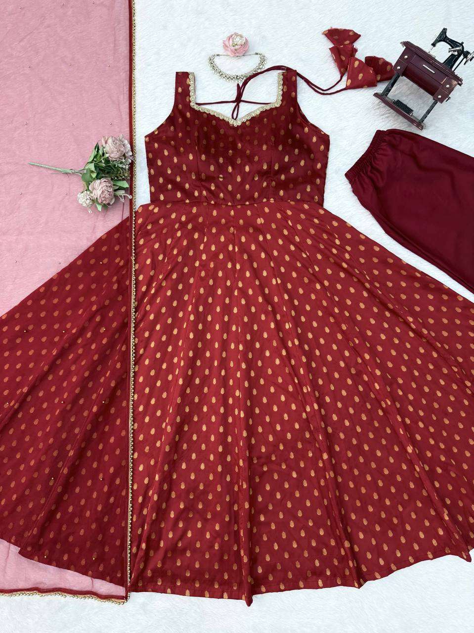 RTC 6028 JACQUARD BUTTI FABRIC DESIGNER 3PCS ANARKALI STYLE LADIES SUIT