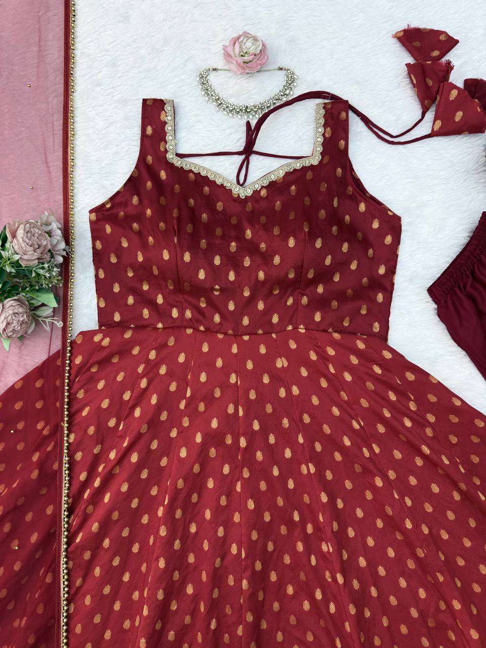 RTC 6029 JACQUARD DESIGNER WORK PARTY WEAR LOOK ANARKALI GOWN STYLE DRESS