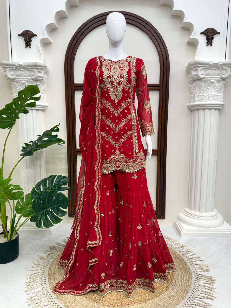 RTC 6032 GEORGETTE HEAVY DESIGNER WEDDING WEAR LADIES SHARARA SUIT