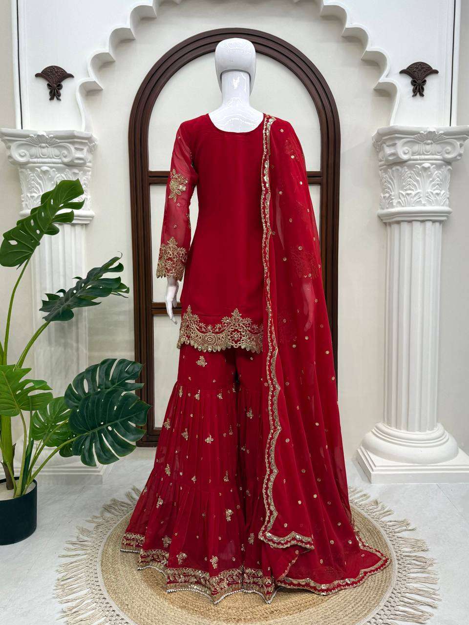RTC 6032 GEORGETTE HEAVY DESIGNER WEDDING WEAR LADIES SHARARA SUIT
