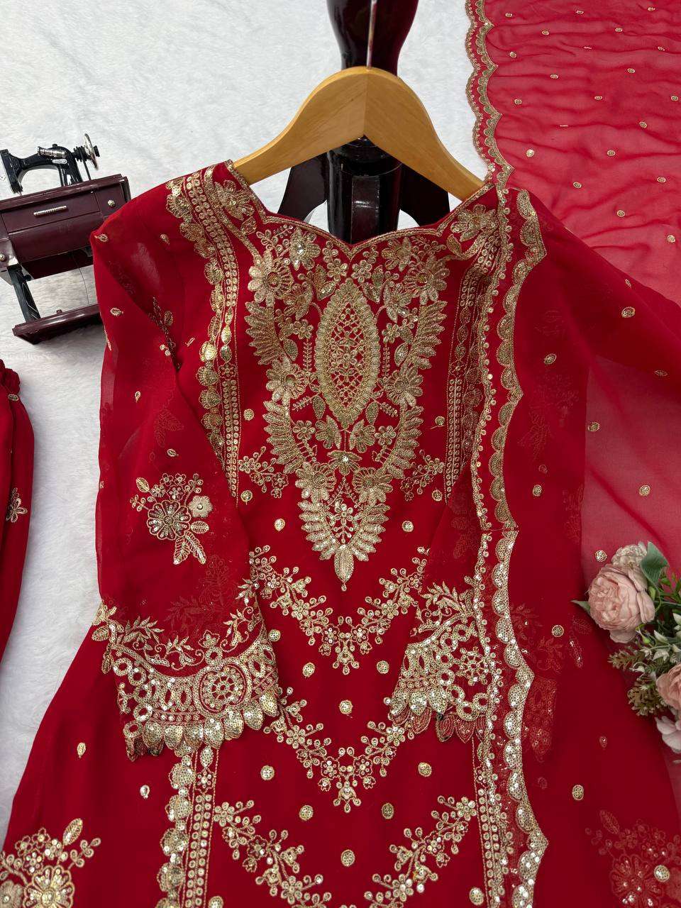 RTC 6032 GEORGETTE HEAVY DESIGNER WEDDING WEAR LADIES SHARARA SUIT