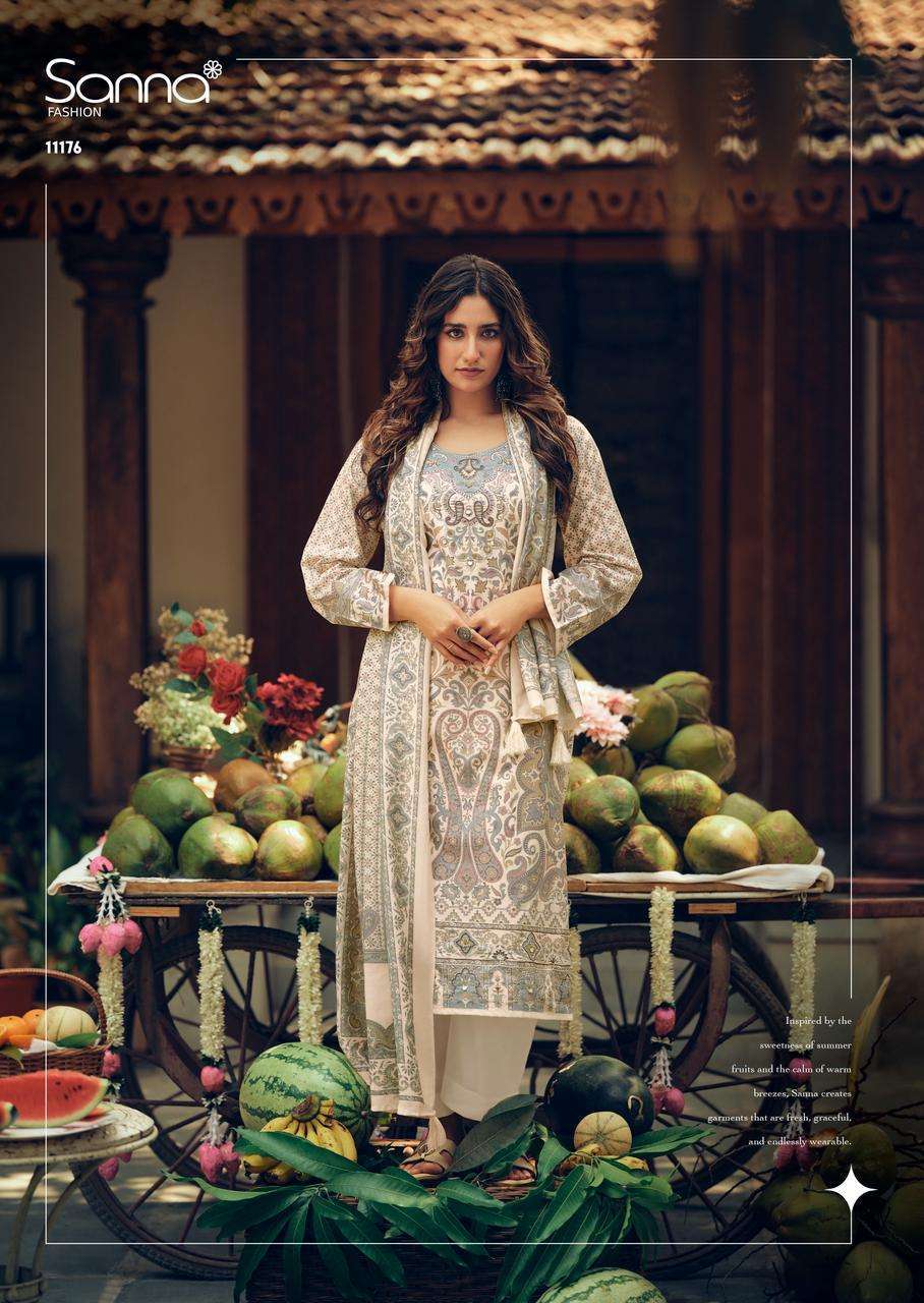 SANNA FASHION TROPICAL STORIES COTTON DIGITAL PRINT WITH FANCY WORK SUIT
