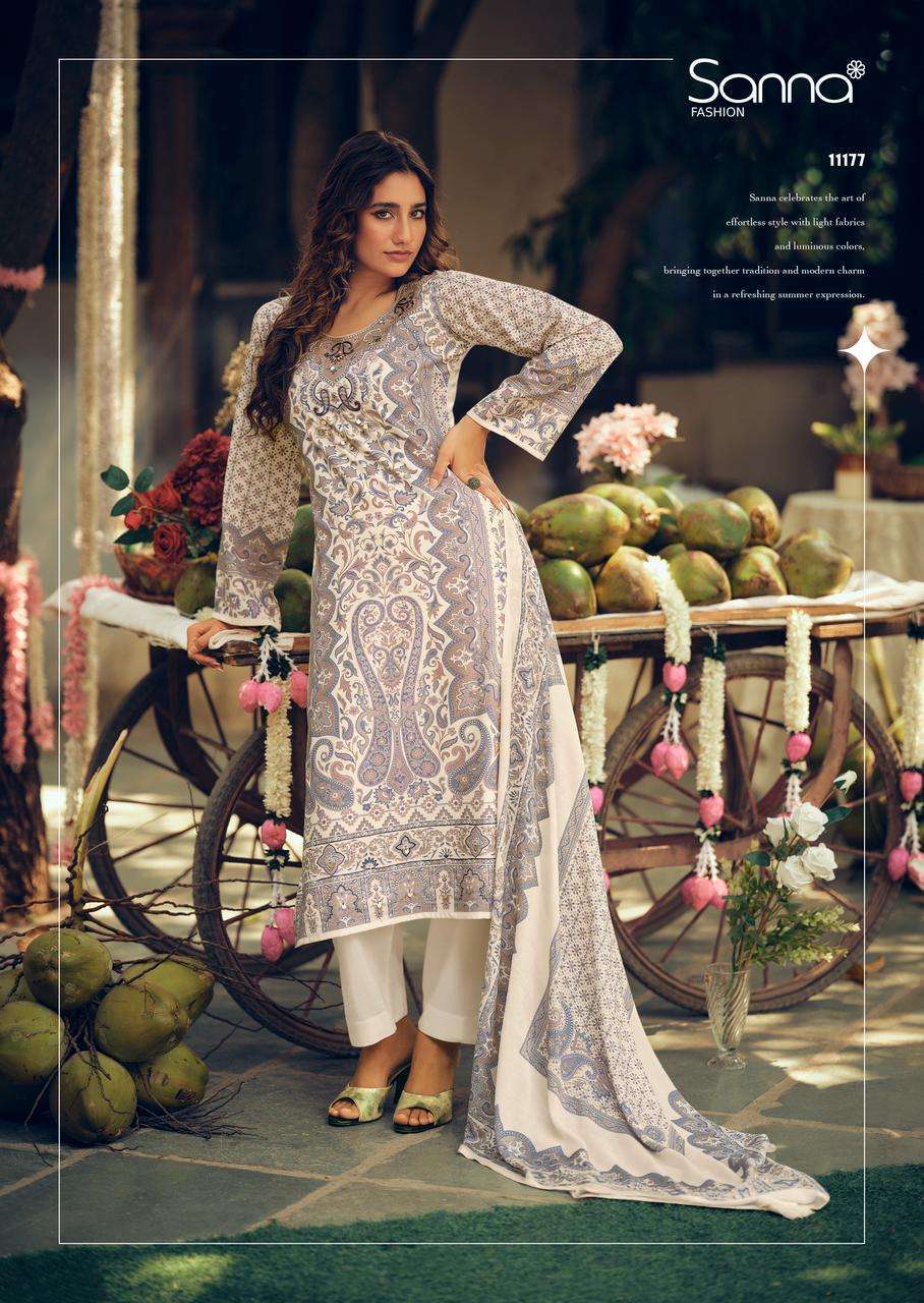 SANNA FASHION TROPICAL STORIES COTTON DIGITAL PRINT WITH FANCY WORK SUIT