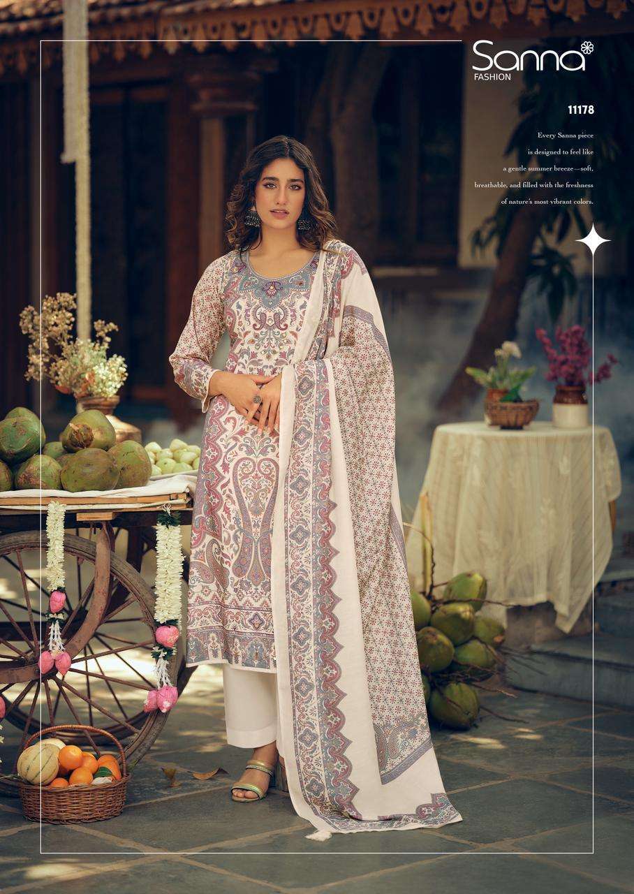 SANNA FASHION TROPICAL STORIES COTTON DIGITAL PRINT WITH FANCY WORK SUIT