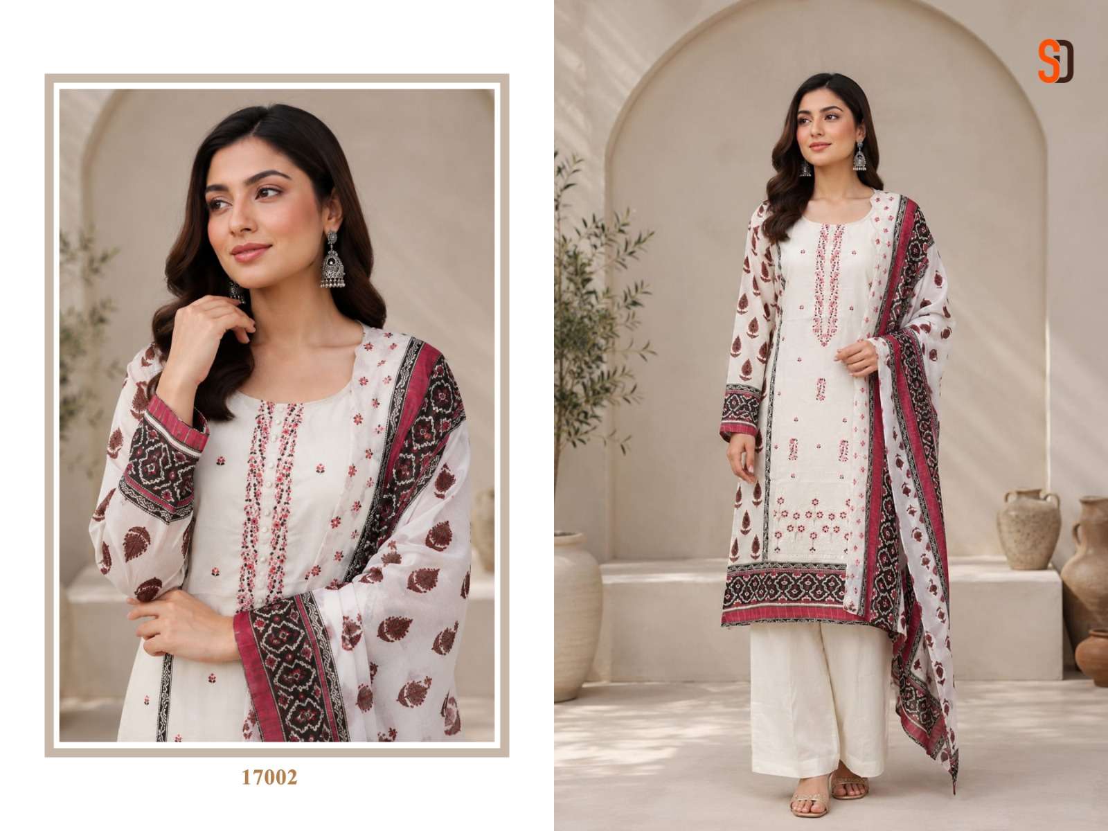 SHRADDHA DESIGNER BIN SAEED VOL 17 COTTON EMBROIDERY DESIGNER WORK PAKISTANI SUIT