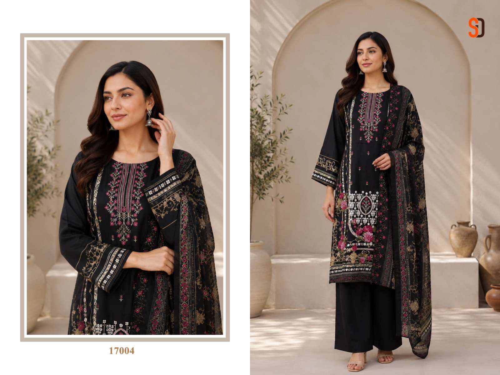 SHRADDHA DESIGNER BIN SAEED VOL 17 COTTON EMBROIDERY DESIGNER WORK PAKISTANI SUIT