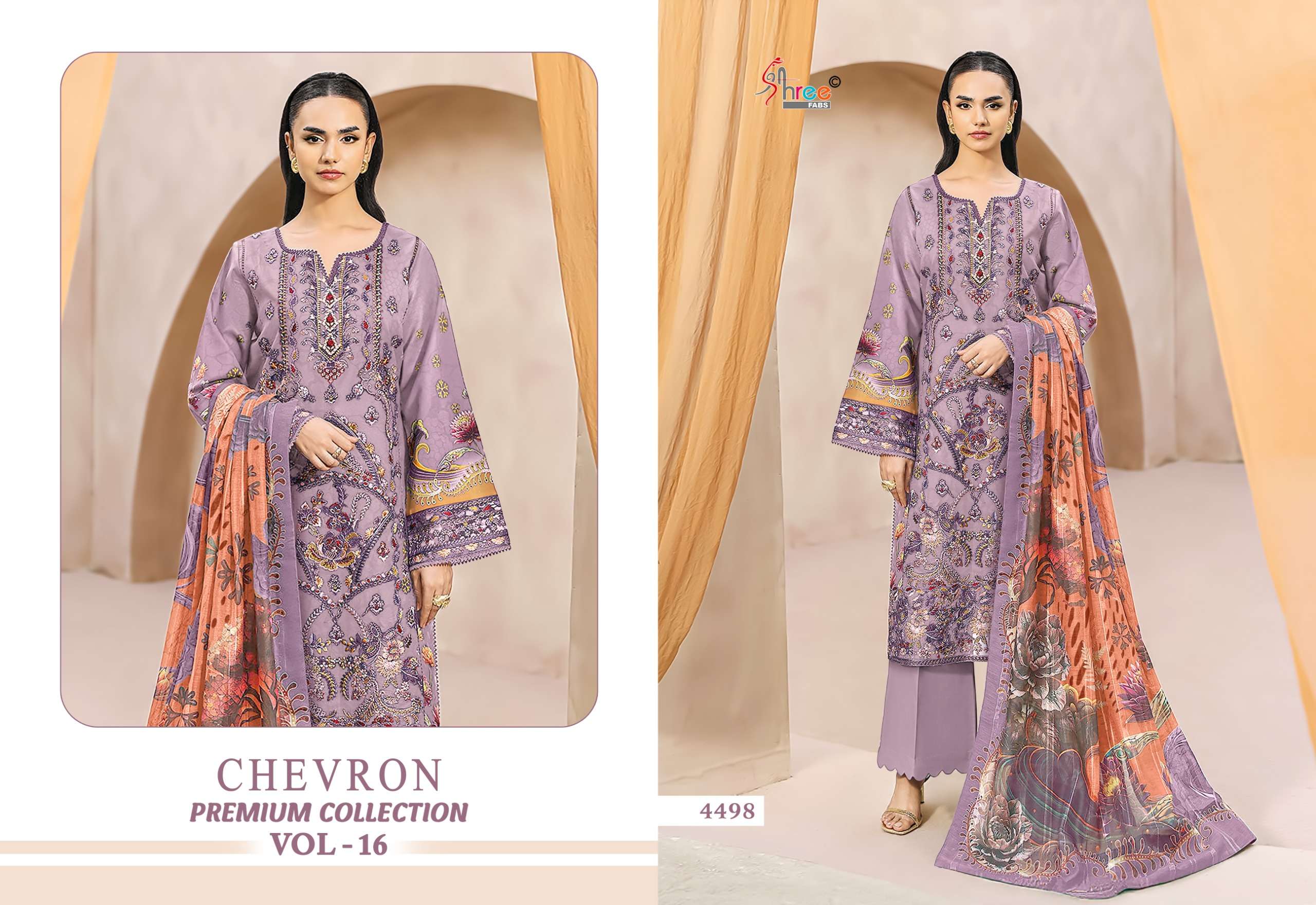 SHREE FABS CHEVRON PREMIUM COLLECTION VOL 16 COTTON EMBROIDERY DESIGNER WORK PAKISTANI SALWAR KAMEEZ