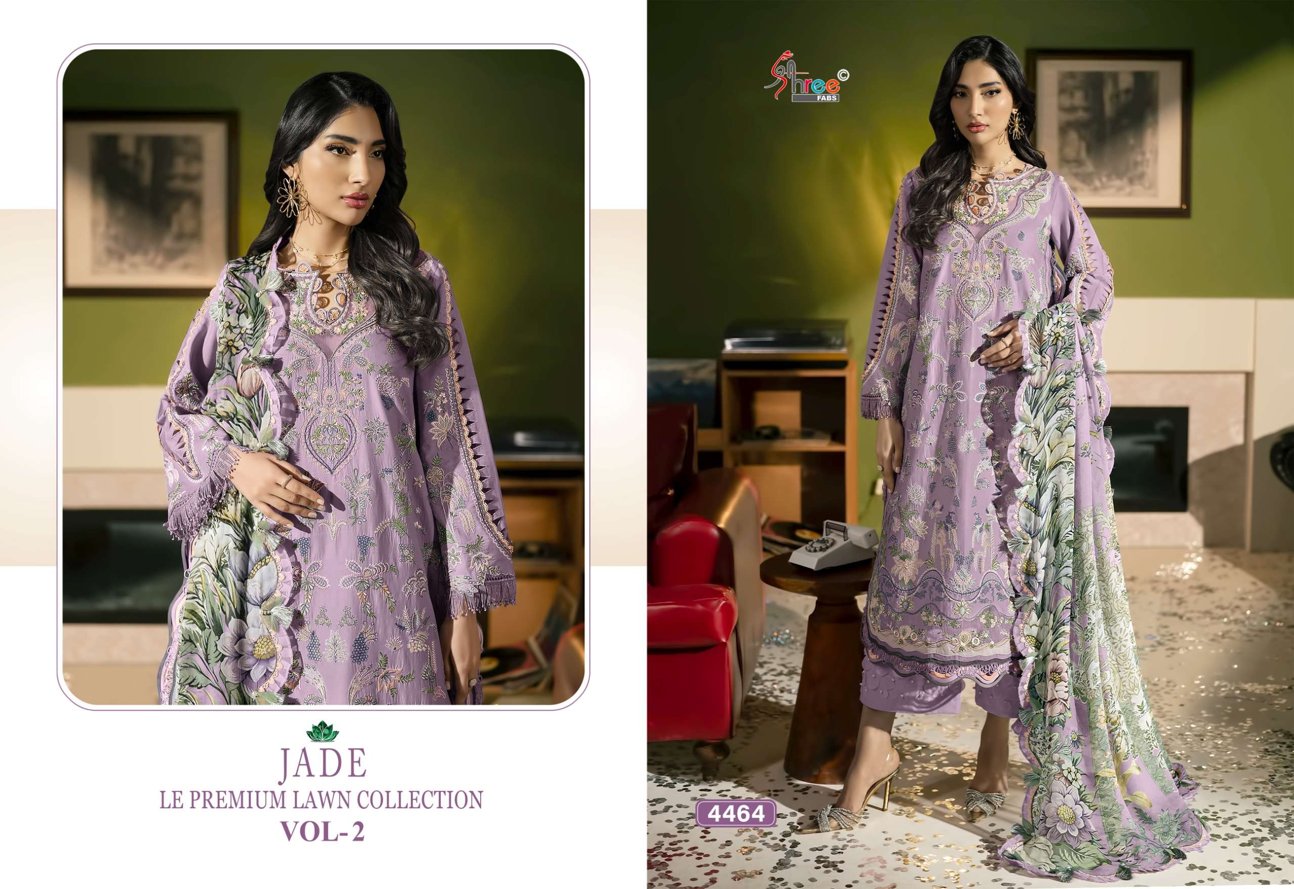 SHREE FABS JADE LE PREMIUM LAWN COLLECTION VOL 2 COTTON HEAVY EMBROIDERY WORK SUIT